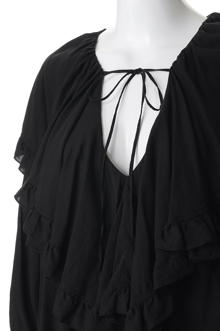 【コルピエロ/Col Pierrot】のフリルカラーブラウス 人気、トレンドファッション・服の通販 founy(ファニー) 　ファッション　Fashion　レディースファッション　Fashion for Women　トップス・カットソー　Cut & Sew Tops　シャツ・ブラウス・オフィスカジュアル　Elegant Blouses & Button-Ups　カフス　Cuff Design　スリーブ　Sleeve, Long Sleeve / Short Sleeve　デコルテ　Décolleté, Neckline　フリル　Frill, Ruffle　ロング　Long, Long-Length　新作・新入荷　New Arrivals / New In　other-5|ID: prp329100004941544 ipo3291000000037087374