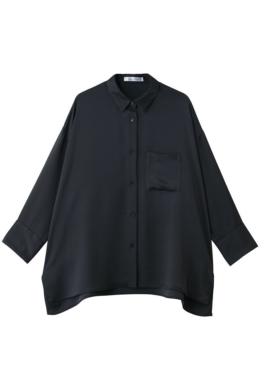 【コルピエロ/Col Pierrot】のサテン七分袖ブラウス インテリア・キッズ・メンズ・レディースファッション・服の通販 founy(ファニー) 　ファッション　Fashion　レディースファッション　Fashion for Women　トップス・カットソー　Cut & Sew Tops　シャツ・ブラウス・オフィスカジュアル　Elegant Blouses & Button-Ups　サテン　Satin, Glossy Fabric　スリーブ　Sleeve, Long Sleeve / Short Sleeve　バランス　Balance, Style Balance　ボトム　Bottoms, Lower Wear　マニッシュ　Mannish, Boyish　マーメイド　Mermaid, Fishtail Silhouette　ラグジュアリー　Luxury, Elegant　ロング　Long, Long-Length　ワイド　Wide, Wide Fit　新作・新入荷　New Arrivals / New In　ネイビー|ID: prp329100004941545 ipo3291000000037087376