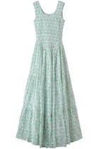 【エスゼット ブロックプリント/SZ Blockprints】のCECILIA DRESS BLUEBERRY シャーリングドレス ライトグリーン|ID:prp329100004941553