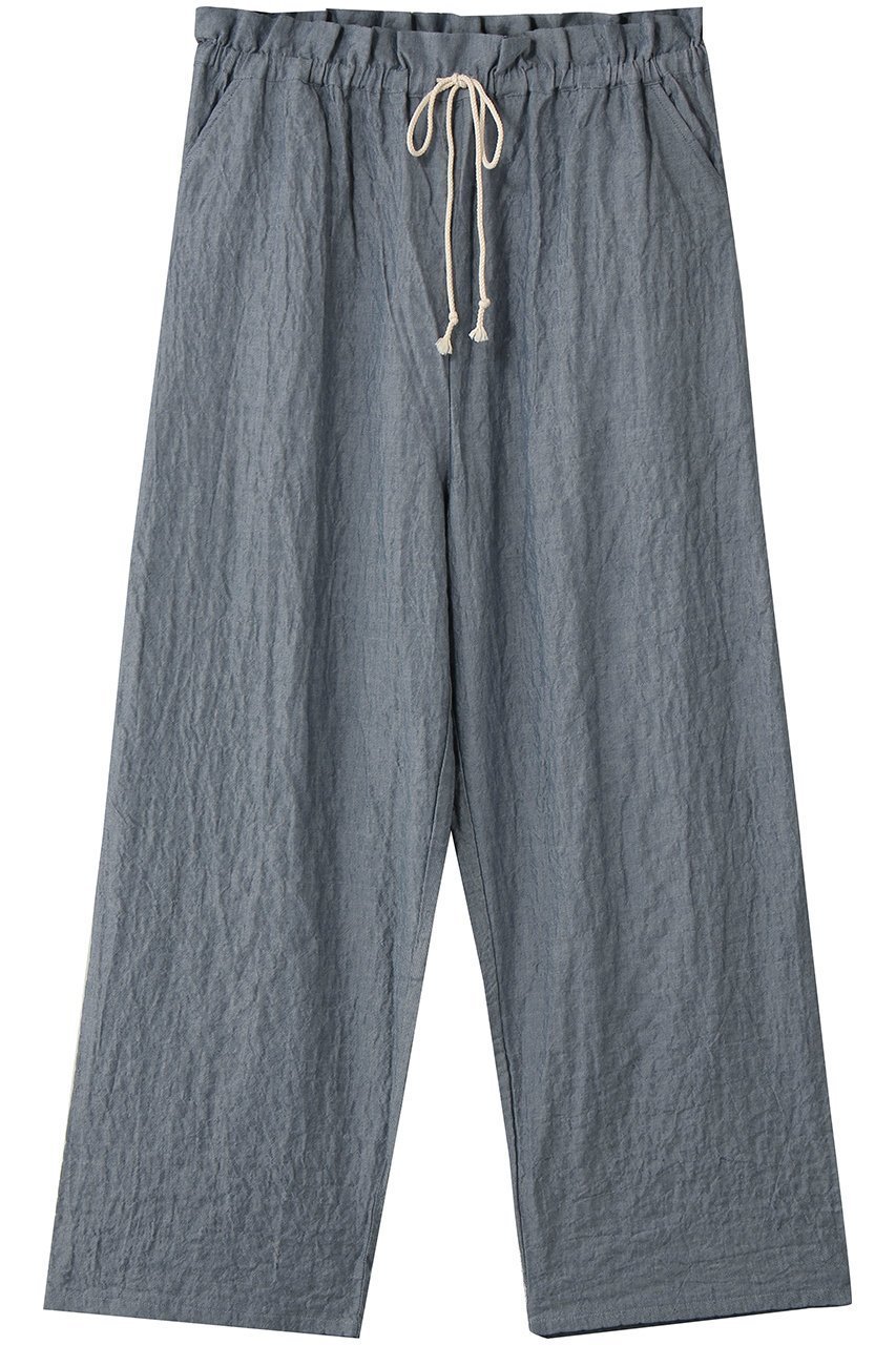 【キッドブルー/KID BLUE】のシャーリングシャンブレーツイルボトム インテリア・キッズ・メンズ・レディースファッション・服の通販 founy(ファニー) 　ファッション　Fashion　レディースファッション　Fashion for Women　ストレート　Straight, Straight Cut　パジャマ　Pajamas, Sleepwear　ボトム　Bottoms, Lower Wear　リラックス　Relax, Relaxed Fit　ワイド　Wide, Wide Fit　エレガント 上品　Elegant　新作・新入荷　New Arrivals / New In　ネイビー|ID: prp329100004941578 ipo3291000000037087637