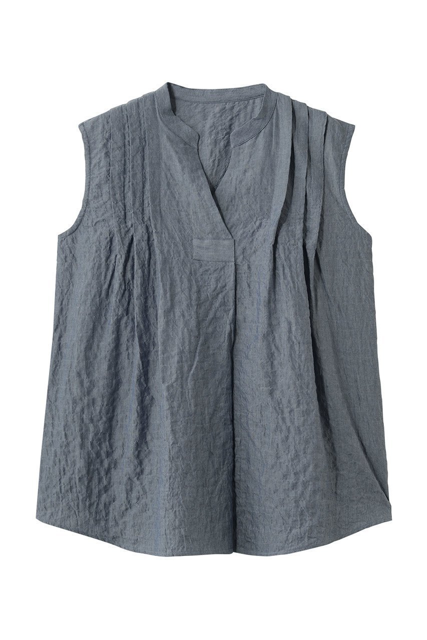 【キッドブルー/KID BLUE】のシャーリングシャンブレーツイルトップス インテリア・キッズ・メンズ・レディースファッション・服の通販 founy(ファニー) 　ファッション　Fashion　レディースファッション　Fashion for Women　トップス・カットソー　Cut & Sew Tops　パジャマ　Pajamas, Sleepwear　リラックス　Relax, Relaxed Fit　新作・新入荷　New Arrivals / New In　旅行　Travel　ネイビー|ID: prp329100004941580 ipo3291000000037087651