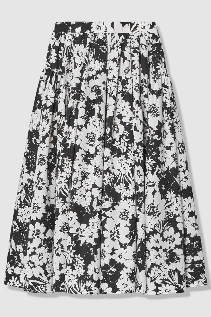 【アルアバイル/allureville】の【LOULOU WILLOUGHBY】モノトーンフラワープリントギャザースカート 人気、トレンドファッション・服の通販 founy(ファニー) 　ファッション　Fashion　レディースファッション　Fashion for Women　スカート　Skirts　ロングスカート　Long Skirts / Maxi & Midi Skirts　ギャザー　Gathered, Ruffled　フェミニン　Feminine, Girly　フラワー　Flower, Floral　プリント　Print, Printed Pattern　モノトーン　Monotone, Black and White　ロング　Long, Long-Length　新作・新入荷　New Arrivals / New In　 other-1|ID: prp329100004941587 ipo3291000000037087699