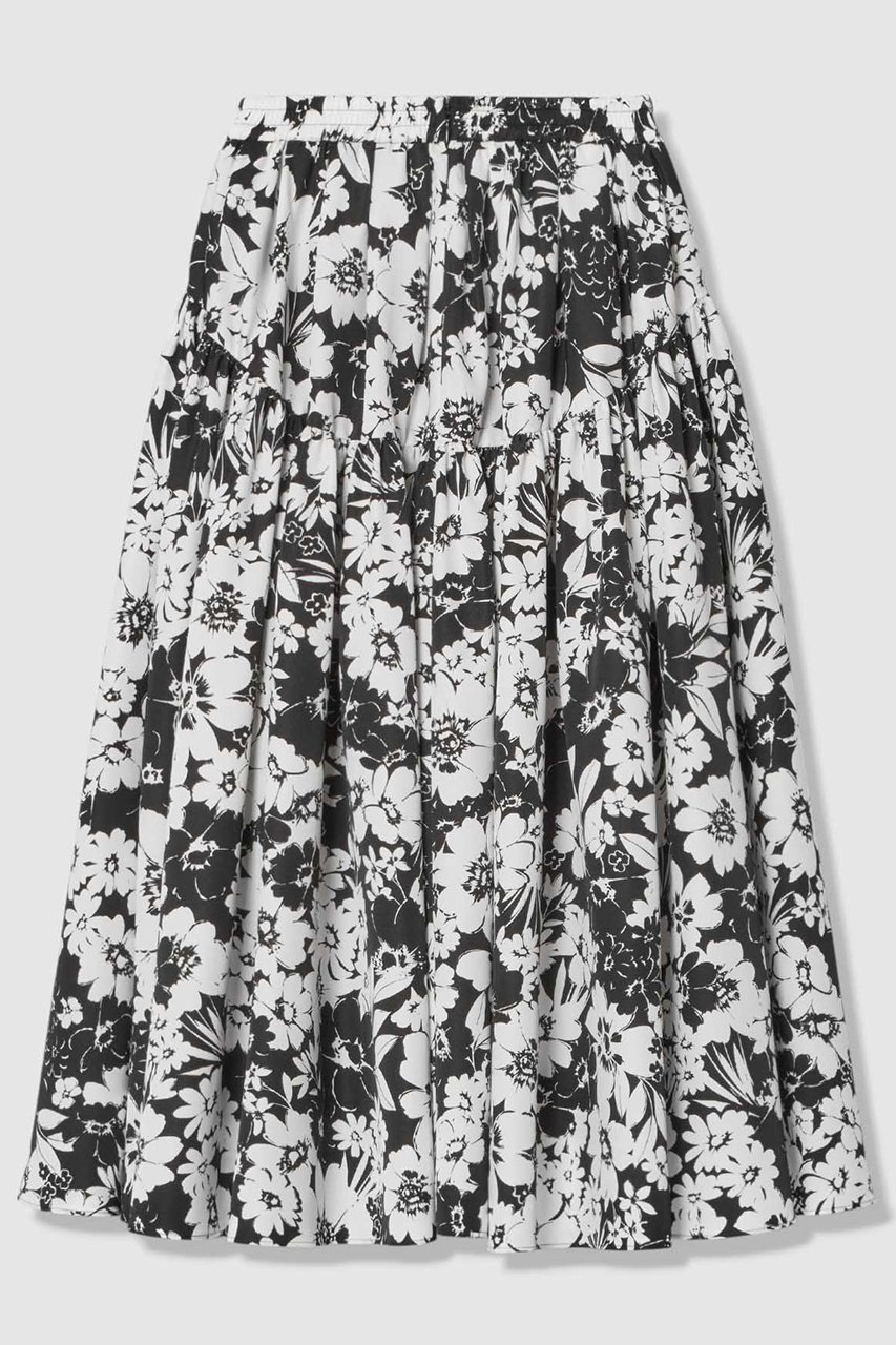 【アルアバイル/allureville】の【LOULOU WILLOUGHBY】モノトーンフラワープリントギャザースカート 人気、トレンドファッション・服の通販 founy(ファニー) 　ファッション　Fashion　レディースファッション　Fashion for Women　スカート　Skirts　ロングスカート　Long Skirts / Maxi & Midi Skirts　ギャザー　Gathered, Ruffled　フェミニン　Feminine, Girly　フラワー　Flower, Floral　プリント　Print, Printed Pattern　モノトーン　Monotone, Black and White　ロング　Long, Long-Length　新作・新入荷　New Arrivals / New In　other-2|ID: prp329100004941587 ipo3291000000037087701