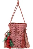 【メゾン エヌ アッシュ パリ/MAISON N H PARIS】のROXANE チャーム付きラフィア巾着バッグ ポムルージュ/ローズ×フランボワーズ|ID: prp329100004941591 ipo3291000000037087733