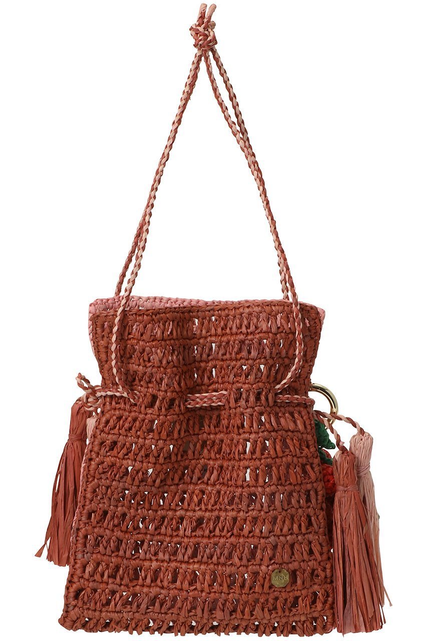 【メゾン エヌ アッシュ パリ/MAISON N H PARIS】のROXANE チャーム付きラフィア巾着バッグ 人気、トレンドファッション・服の通販 founy(ファニー) 　ファッション　Fashion　レディースファッション　Fashion for Women　バッグ　Bags　チャーム　Charm, Pendant　パーティ　Party, Party Style　フリンジ　Fringe, Tassel　メッシュ　Mesh, Net Fabric　ラフィア　Raffia, Natural Straw　リゾート　Resort, Vacation Style　夏　Summer　巾着　Drawstring Bag, Kinchaku　新作・新入荷　New Arrivals / New In　旅行　Travel　other-4|ID: prp329100004941591 ipo3291000000037087736