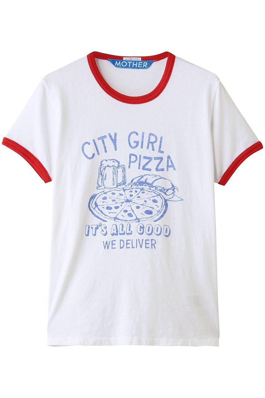 【マザー/MOTHER】の【LIL】THE GOODIE RINGER PIZZAプリント Tシャツ (CPZ) インテリア・キッズ・メンズ・レディースファッション・服の通販 founy(ファニー) 　ファッション　Fashion　レディースファッション　Fashion for Women　トップス・カットソー　Cut & Sew Tops　シャツ・ブラウス・オフィスカジュアル　Elegant Blouses & Button-Ups　ロングTシャツ・Tシャツ　Longline T-Shirts & Tees　カットソー・ベーシックTシャツ　Cut-and-Sewn Tops / Stretch Tees & Basics　グラフィック　Graphic, Graphic Design　ショート　Short, Short Length　スリーブ　Sleeve, Long Sleeve / Short Sleeve　バランス　Balance, Style Balance　フィット　Fit, Slim Fit　プリント　Print, Printed Pattern　ボトム　Bottoms, Lower Wear　ワイド　Wide, Wide Fit　新作・新入荷　New Arrivals / New In　ホワイト|ID: prp329100004941616 ipo3291000000037087940