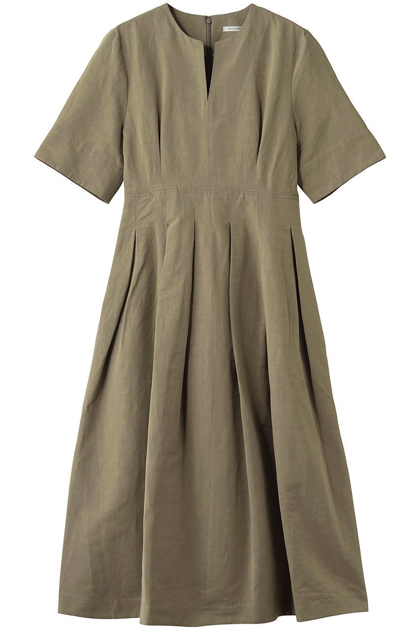 【デザイン ワークス/DESIGN WORKS】のコットンリネンタイプライタータックワンピース インテリア・キッズ・メンズ・レディースファッション・服の通販 founy(ファニー) 　ファッション　Fashion　レディースファッション　Fashion for Women　ワンピース　Dresses　チュニック　Tunic Tops & Dresses　チュニック　Tunic, Long Top　ロング　Long, Long-Length　新作・新入荷　New Arrivals / New In　モカ|ID: prp329100004941624 ipo3291000000037088005