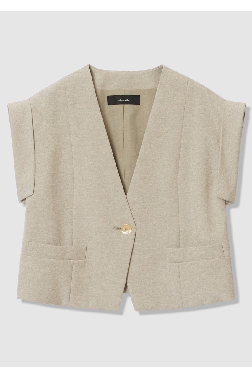 【アルアバイル/allureville】のフレンチスリーブショートジレ インテリア・キッズ・メンズ・レディースファッション・服の通販 founy(ファニー) 　ファッション　Fashion　レディースファッション　Fashion for Women　アウター　Coat / Outerwear Collection　レディースジャケット・軽アウター　Jackets　カフス　Cuff Design　ショート　Short, Short Length　ジャケット　Jacket, Outerwear　スリーブ　Sleeve, Long Sleeve / Short Sleeve　ノースリーブ　Sleeveless, No-Sleeve　バランス　Balance, Style Balance　フレンチ　French, French Style　ベスト　Vest, Waistcoat　夏　Summer　新作・新入荷　New Arrivals / New In　ベージュ|ID: prp329100004941635 ipo3291000000037088083
