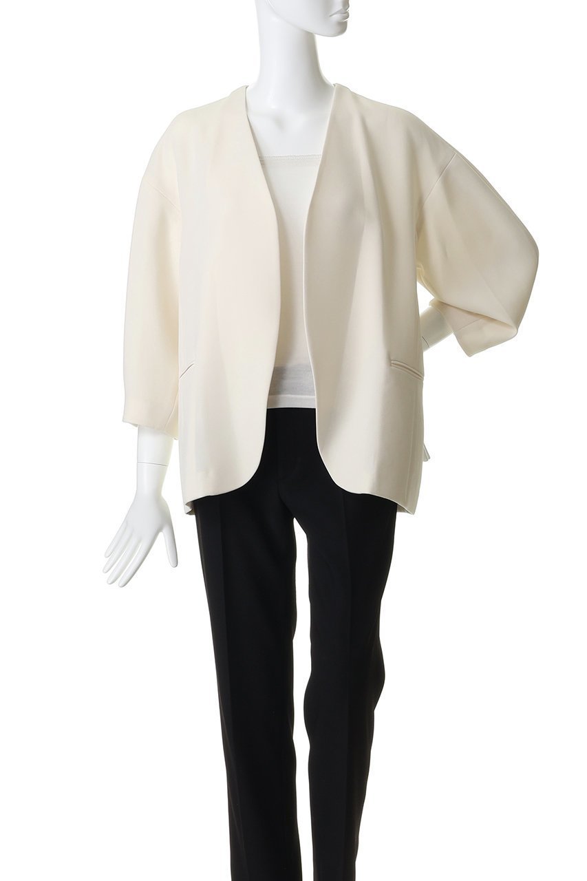 【アルアバイル/allureville】のダブルクロスカラーレスジャケット 人気、トレンドファッション・服の通販 founy(ファニー) 　ファッション　Fashion　レディースファッション　Fashion for Women　アウター　Coat / Outerwear Collection　レディースジャケット・軽アウター　Jackets　なめらか　Smooth, Silky Texture　カーディガン　Cardigan, Knitwear　ジャケット　Jacket, Outerwear　スリーブ　Sleeve, Long Sleeve / Short Sleeve　ドレープ　Drape, Draping Fabric　新作・新入荷　New Arrivals / New In　other-2|ID: prp329100004941636 ipo3291000000037088094