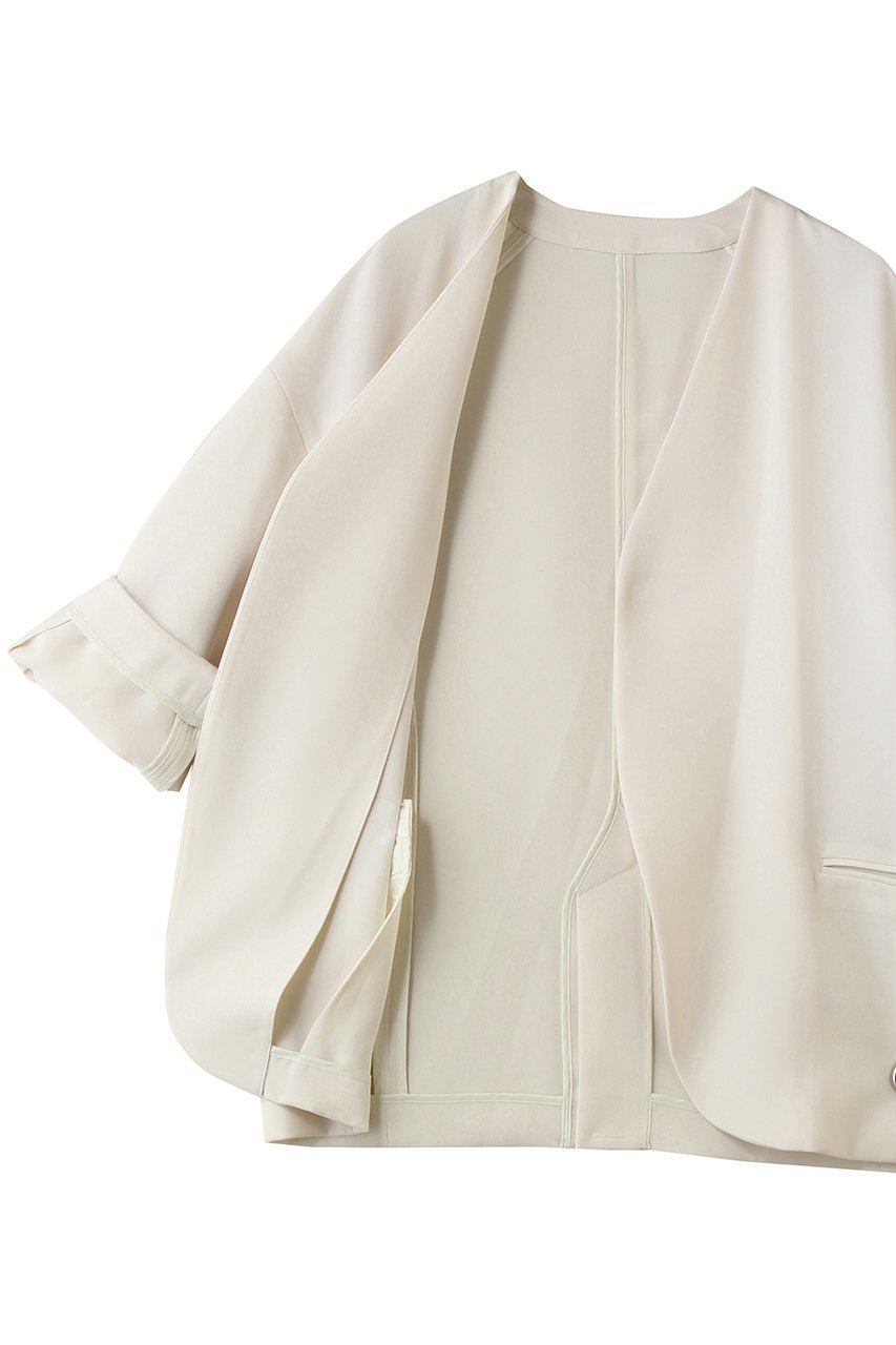 【アルアバイル/allureville】のダブルクロスカラーレスジャケット 人気、トレンドファッション・服の通販 founy(ファニー) 　ファッション　Fashion　レディースファッション　Fashion for Women　アウター　Coat / Outerwear Collection　レディースジャケット・軽アウター　Jackets　なめらか　Smooth, Silky Texture　カーディガン　Cardigan, Knitwear　ジャケット　Jacket, Outerwear　スリーブ　Sleeve, Long Sleeve / Short Sleeve　ドレープ　Drape, Draping Fabric　新作・新入荷　New Arrivals / New In　other-6|ID: prp329100004941636 ipo3291000000037088098