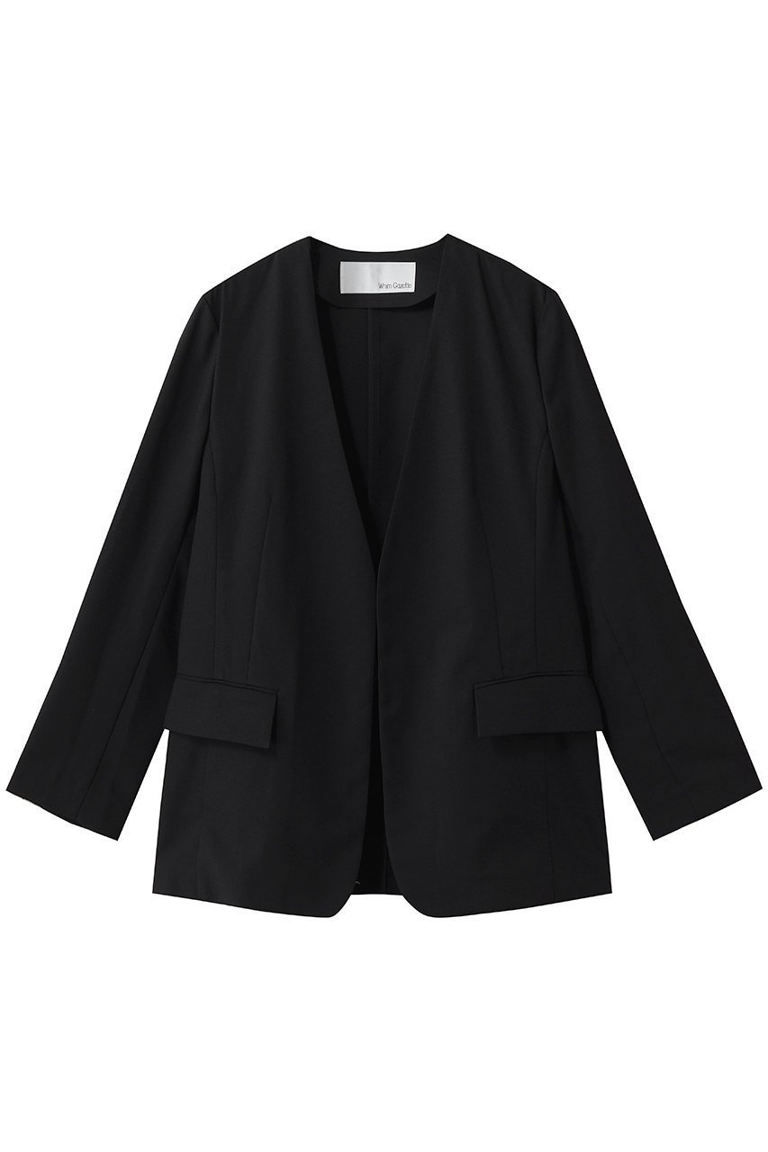 【ウィムガゼット/Whim Gazette】のシアーノーカラージャケット インテリア・キッズ・メンズ・レディースファッション・服の通販 founy(ファニー) 　ファッション　Fashion　レディースファッション　Fashion for Women　アウター　Coat / Outerwear Collection　レディースジャケット・軽アウター　Jackets　ノーカラージャケット / シンプル上品コーデ　Collarless Jackets　シアー　Sheer, See-Through　ジャケット　Jacket, Outerwear　スリーブ　Sleeve, Long Sleeve / Short Sleeve　ロング　Long, Long-Length　夏　Summer　新作・新入荷　New Arrivals / New In　春　Spring　S/S・春夏　SS, Spring/Summer, Warm Season　ブラック|ID: prp329100004941642 ipo3291000000037088134