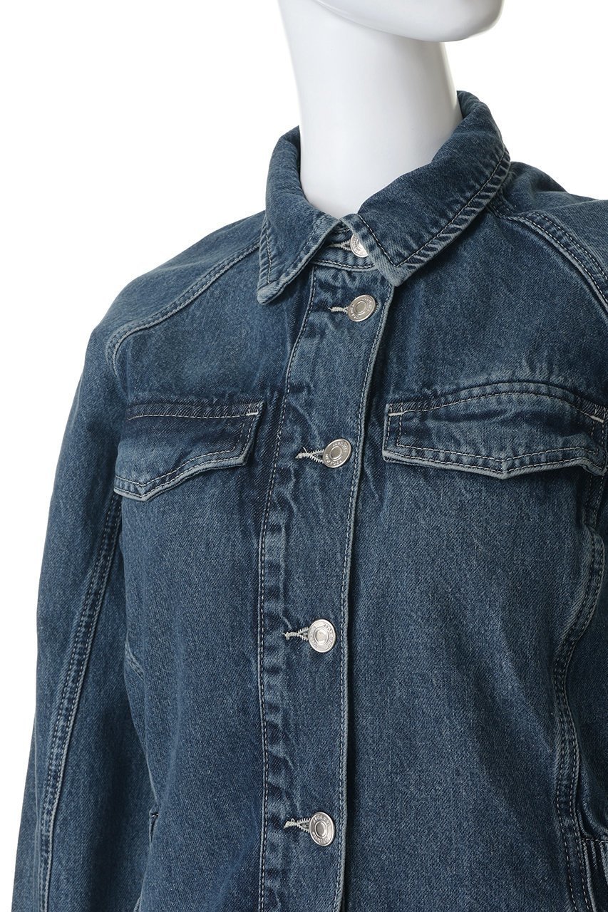 【マーレット/MERLETTE】のRHEA バックギャザーデニムジャケット 人気、トレンドファッション・服の通販 founy(ファニー) 　ファッション　Fashion　レディースファッション　Fashion for Women　アウター　Coat / Outerwear Collection　レディースジャケット・軽アウター　Jackets　デニムジャケット / カジュアルアウター　Denim Jackets　ギャザー　Gathered, Ruffled　シェイプ　Shape, Slim Fit　ジャケット　Jacket, Outerwear　スリーブ　Sleeve, Long Sleeve / Short Sleeve　デニム　Denim, Jeans Material　フェミニン　Feminine, Girly　ロング　Long, Long-Length　新作・新入荷　New Arrivals / New In　other-5|ID: prp329100004941647 ipo3291000000037088176