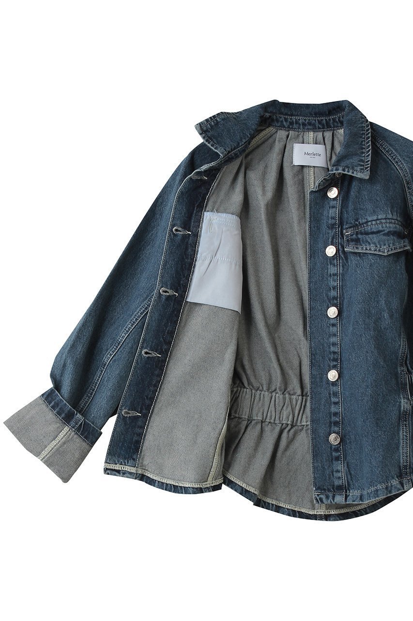 【マーレット/MERLETTE】のRHEA バックギャザーデニムジャケット 人気、トレンドファッション・服の通販 founy(ファニー) 　ファッション　Fashion　レディースファッション　Fashion for Women　アウター　Coat / Outerwear Collection　レディースジャケット・軽アウター　Jackets　デニムジャケット / カジュアルアウター　Denim Jackets　ギャザー　Gathered, Ruffled　シェイプ　Shape, Slim Fit　ジャケット　Jacket, Outerwear　スリーブ　Sleeve, Long Sleeve / Short Sleeve　デニム　Denim, Jeans Material　フェミニン　Feminine, Girly　ロング　Long, Long-Length　新作・新入荷　New Arrivals / New In　other-6|ID: prp329100004941647 ipo3291000000037088177