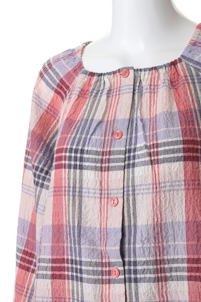 【キッドブルー/KID BLUE】の26シャーリングチェックパジャマ 人気、トレンドファッション・服の通販 founy(ファニー) 　ファッション　Fashion　レディースファッション　Fashion for Women　トップス・カットソー　Cut & Sew Tops　シャーリング　Shirring, Ruched　チェック　Check, Plaid, Tartan　パジャマ　Pajamas, Sleepwear　ボトム　Bottoms, Lower Wear　リラックス　Relax, Relaxed Fit　新作・新入荷　New Arrivals / New In　other-5|ID: prp329100004941653 ipo3291000000037088224