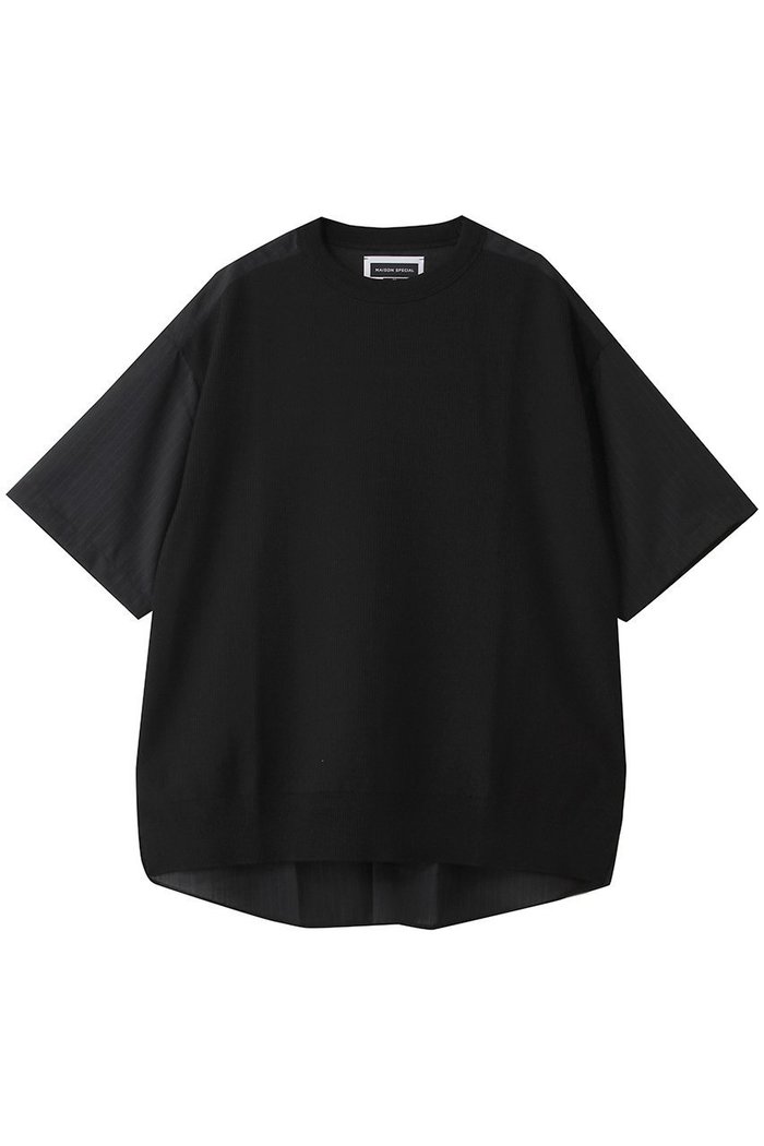 【メゾンスペシャル/MAISON SPECIAL】の布帛ドッキング S/S ニットTEE インテリア・キッズ・メンズ・レディースファッション・服の通販 founy(ファニー) https://founy.com/ ファッション Fashion レディースファッション Fashion for Women トップス・カットソー Cut & Sew Tops ニット Knit Tops & Sweaters シャツ・ブラウス・オフィスカジュアル Elegant Blouses & Button-Ups ロングTシャツ・Tシャツ Longline T-Shirts & Tees カットソー・ベーシックTシャツ Cut-and-Sewn Tops / Stretch Tees & Basics ユニセックス Unisex, Genderless ショート Short, Short Length シンプル Simple, Minimal ストライプ Stripe, Striped Pattern スリーブ Sleeve, Long Sleeve / Short Sleeve ドッキング Docking, Mixed Material 夏 Summer 新作・新入荷 New Arrivals / New In S/S・春夏 SS, Spring/Summer, Warm Season 畦 Ribbed Knit |ID: prp329100004941656 ipo3291000000037088243