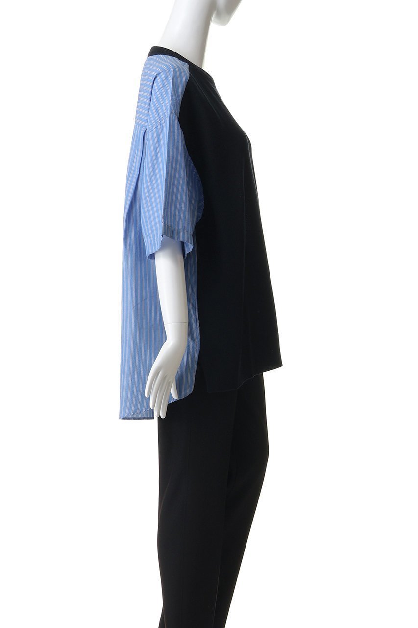 【メゾンスペシャル/MAISON SPECIAL】の布帛ドッキング S/S ニットTEE 人気、トレンドファッション・服の通販 founy(ファニー) 　ファッション　Fashion　レディースファッション　Fashion for Women　トップス・カットソー　Cut & Sew Tops　ニット　Knit Tops & Sweaters　シャツ・ブラウス・オフィスカジュアル　Elegant Blouses & Button-Ups　ロングTシャツ・Tシャツ　Longline T-Shirts & Tees　カットソー・ベーシックTシャツ　Cut-and-Sewn Tops / Stretch Tees & Basics　ユニセックス　Unisex, Genderless　ショート　Short, Short Length　シンプル　Simple, Minimal　ストライプ　Stripe, Striped Pattern　スリーブ　Sleeve, Long Sleeve / Short Sleeve　ドッキング　Docking, Mixed Material　夏　Summer　新作・新入荷　New Arrivals / New In　S/S・春夏　SS, Spring/Summer, Warm Season　畦　Ribbed Knit　other-3|ID: prp329100004941656 ipo3291000000037088247