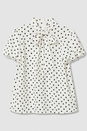 【アルアバイル/allureville】 【LOULOU WILLOUGHBY】デシンドットリボンブラウス人気、トレンドファッション・服の通販 founy(ファニー) ファッション Fashion レディースファッション Fashion for Women トップス・カットソー Cut & Sew Tops シャツ・ブラウス・オフィスカジュアル Elegant Blouses & Button-Ups おすすめ Recommended / Our Picks クラシカル Classical, Vintage-Inspired ショート Short, Short Length スタンド Stand Collar, Upright Stand スリーブ Sleeve, Long Sleeve / Short Sleeve ドット Polka Dot, Dot Pattern プリント Print, Printed Pattern リボン Ribbon, Bow 新作・新入荷 New Arrivals / New In |ID:prp329100004941659