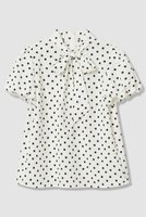 【アルアバイル/allureville】の【LOULOU WILLOUGHBY】デシンドットリボンブラウス 人気、トレンドファッション・服の通販 founy(ファニー) ファッション Fashion レディースファッション Fashion for Women トップス・カットソー Cut & Sew Tops シャツ・ブラウス・オフィスカジュアル Elegant Blouses & Button-Ups おすすめ Recommended / Our Picks クラシカル Classical, Vintage-Inspired ショート Short, Short Length スタンド Stand Collar, Upright Stand スリーブ Sleeve, Long Sleeve / Short Sleeve ドット Polka Dot, Dot Pattern プリント Print, Printed Pattern リボン Ribbon, Bow 新作・新入荷 New Arrivals / New In |ID:prp329100004941659