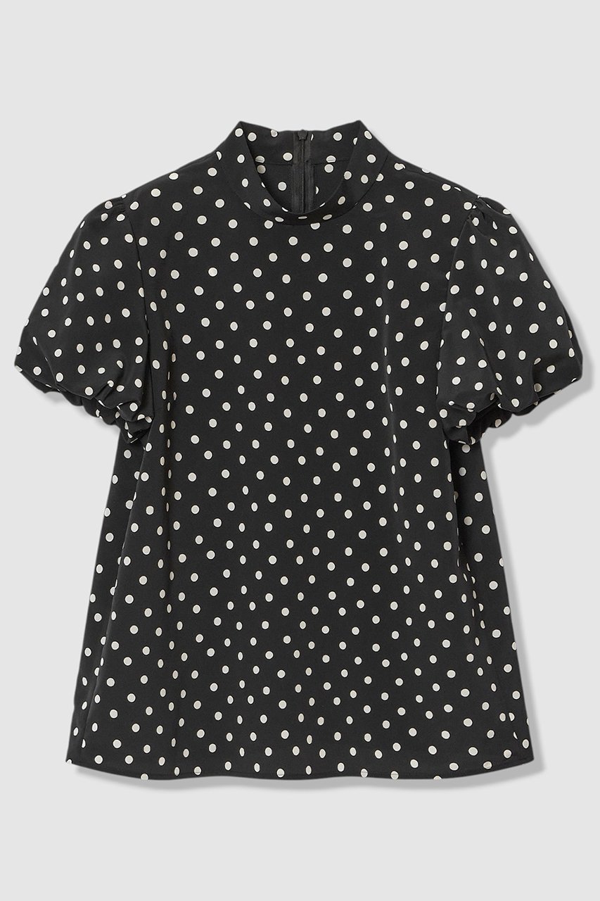 【アルアバイル/allureville】の【LOULOU WILLOUGHBY】デシンドットリボンブラウス 人気、トレンドファッション・服の通販 founy(ファニー) 　ファッション　Fashion　レディースファッション　Fashion for Women　トップス・カットソー　Cut & Sew Tops　シャツ・ブラウス・オフィスカジュアル　Elegant Blouses & Button-Ups　おすすめ　Recommended / Our Picks　クラシカル　Classical, Vintage-Inspired　ショート　Short, Short Length　スタンド　Stand Collar, Upright Stand　スリーブ　Sleeve, Long Sleeve / Short Sleeve　ドット　Polka Dot, Dot Pattern　プリント　Print, Printed Pattern　リボン　Ribbon, Bow　新作・新入荷　New Arrivals / New In　other-3|ID: prp329100004941659 ipo3291000000037088269