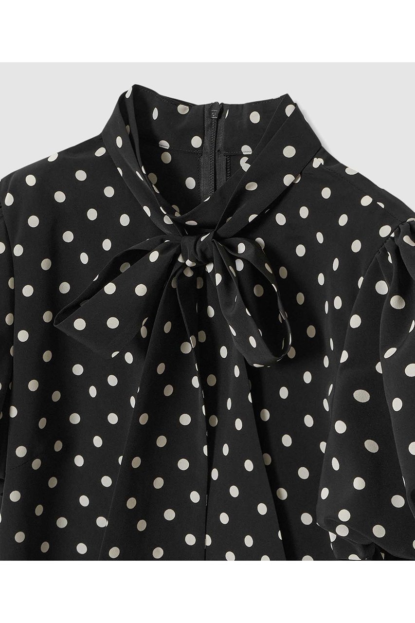 【アルアバイル/allureville】の【LOULOU WILLOUGHBY】デシンドットリボンブラウス 人気、トレンドファッション・服の通販 founy(ファニー) 　ファッション　Fashion　レディースファッション　Fashion for Women　トップス・カットソー　Cut & Sew Tops　シャツ・ブラウス・オフィスカジュアル　Elegant Blouses & Button-Ups　おすすめ　Recommended / Our Picks　クラシカル　Classical, Vintage-Inspired　ショート　Short, Short Length　スタンド　Stand Collar, Upright Stand　スリーブ　Sleeve, Long Sleeve / Short Sleeve　ドット　Polka Dot, Dot Pattern　プリント　Print, Printed Pattern　リボン　Ribbon, Bow　新作・新入荷　New Arrivals / New In　other-4|ID: prp329100004941659 ipo3291000000037088270