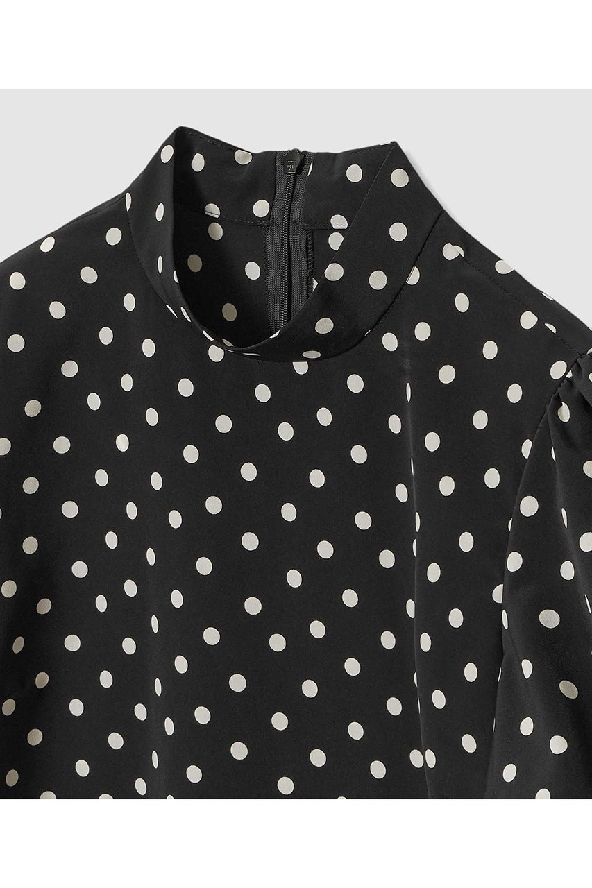 【アルアバイル/allureville】の【LOULOU WILLOUGHBY】デシンドットリボンブラウス 人気、トレンドファッション・服の通販 founy(ファニー) 　ファッション　Fashion　レディースファッション　Fashion for Women　トップス・カットソー　Cut & Sew Tops　シャツ・ブラウス・オフィスカジュアル　Elegant Blouses & Button-Ups　おすすめ　Recommended / Our Picks　クラシカル　Classical, Vintage-Inspired　ショート　Short, Short Length　スタンド　Stand Collar, Upright Stand　スリーブ　Sleeve, Long Sleeve / Short Sleeve　ドット　Polka Dot, Dot Pattern　プリント　Print, Printed Pattern　リボン　Ribbon, Bow　新作・新入荷　New Arrivals / New In　other-5|ID: prp329100004941659 ipo3291000000037088271