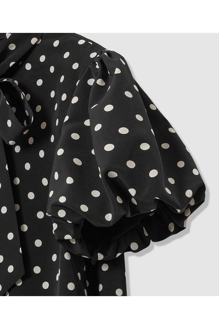 【アルアバイル/allureville】の【LOULOU WILLOUGHBY】デシンドットリボンブラウス 人気、トレンドファッション・服の通販 founy(ファニー) 　ファッション　Fashion　レディースファッション　Fashion for Women　トップス・カットソー　Cut & Sew Tops　シャツ・ブラウス・オフィスカジュアル　Elegant Blouses & Button-Ups　おすすめ　Recommended / Our Picks　クラシカル　Classical, Vintage-Inspired　ショート　Short, Short Length　スタンド　Stand Collar, Upright Stand　スリーブ　Sleeve, Long Sleeve / Short Sleeve　ドット　Polka Dot, Dot Pattern　プリント　Print, Printed Pattern　リボン　Ribbon, Bow　新作・新入荷　New Arrivals / New In　other-6|ID: prp329100004941659 ipo3291000000037088272