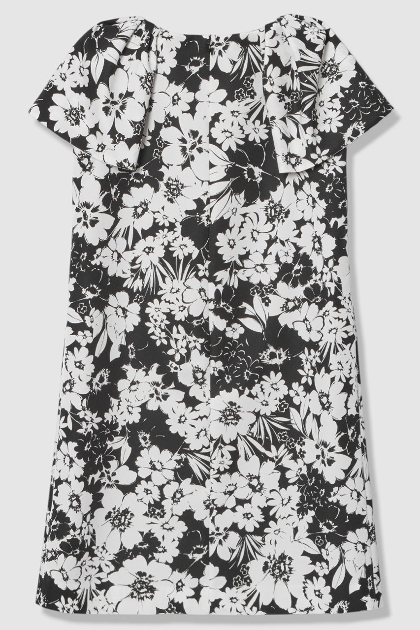 【アルアバイル/allureville】の【LOULOU WILLOUGHBY】モノトーンフラワープリントリボンワンピース 人気、トレンドファッション・服の通販 founy(ファニー) 　ファッション　Fashion　レディースファッション　Fashion for Women　ワンピース　Dresses　チュニック　Tunic Tops & Dresses　おすすめ　Recommended / Our Picks　カラフル　Colorful Design　チュニック　Tunic, Long Top　フェミニン　Feminine, Girly　フレア　Flare, Flared　プリント　Print, Printed Pattern　モノトーン　Monotone, Black and White　リボン　Ribbon, Bow　エレガント 上品　Elegant　夏　Summer　新作・新入荷　New Arrivals / New In　other-2|ID: prp329100004941660 ipo3291000000037088277