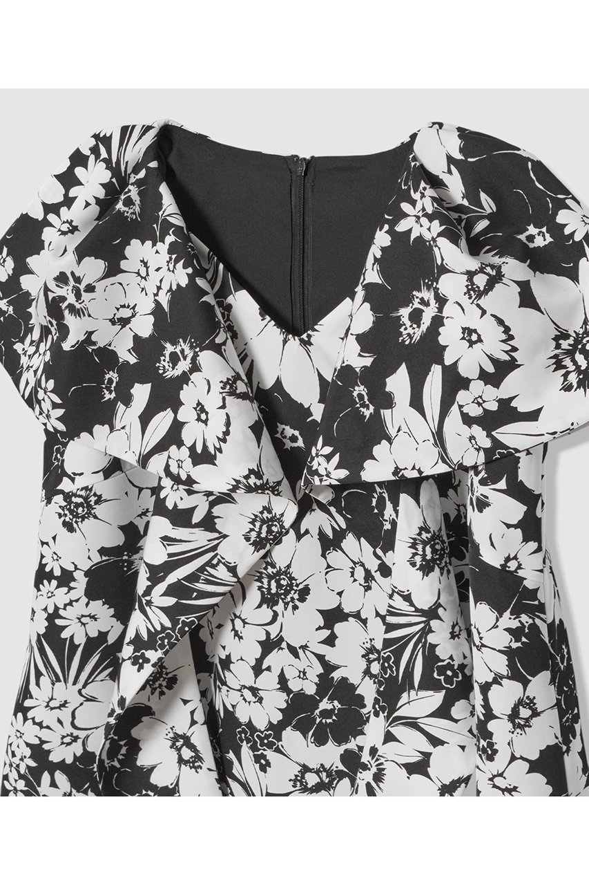 【アルアバイル/allureville】の【LOULOU WILLOUGHBY】モノトーンフラワープリントリボンワンピース 人気、トレンドファッション・服の通販 founy(ファニー) 　ファッション　Fashion　レディースファッション　Fashion for Women　ワンピース　Dresses　チュニック　Tunic Tops & Dresses　おすすめ　Recommended / Our Picks　カラフル　Colorful Design　チュニック　Tunic, Long Top　フェミニン　Feminine, Girly　フレア　Flare, Flared　プリント　Print, Printed Pattern　モノトーン　Monotone, Black and White　リボン　Ribbon, Bow　エレガント 上品　Elegant　夏　Summer　新作・新入荷　New Arrivals / New In　other-4|ID: prp329100004941660 ipo3291000000037088279