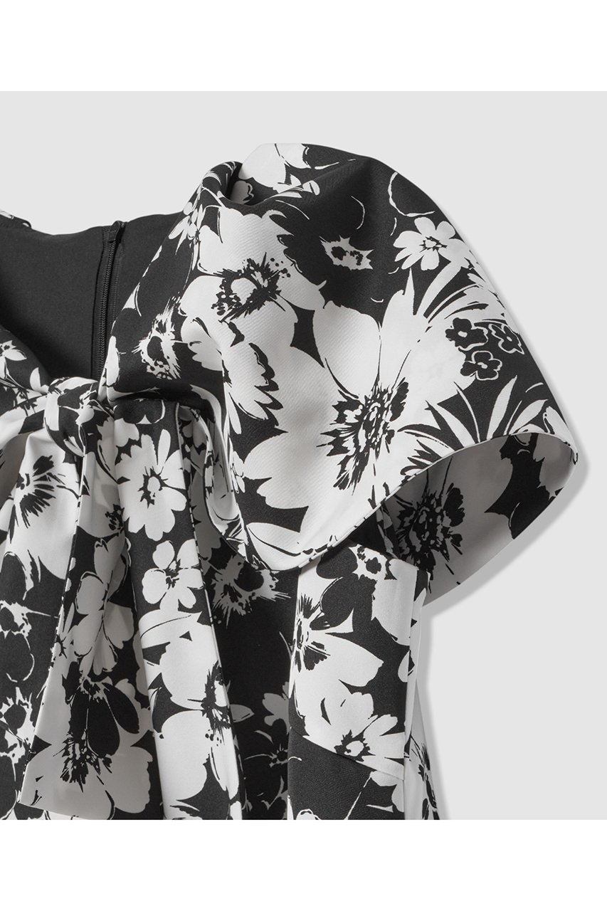 【アルアバイル/allureville】の【LOULOU WILLOUGHBY】モノトーンフラワープリントリボンワンピース 人気、トレンドファッション・服の通販 founy(ファニー) 　ファッション　Fashion　レディースファッション　Fashion for Women　ワンピース　Dresses　チュニック　Tunic Tops & Dresses　おすすめ　Recommended / Our Picks　カラフル　Colorful Design　チュニック　Tunic, Long Top　フェミニン　Feminine, Girly　フレア　Flare, Flared　プリント　Print, Printed Pattern　モノトーン　Monotone, Black and White　リボン　Ribbon, Bow　エレガント 上品　Elegant　夏　Summer　新作・新入荷　New Arrivals / New In　other-5|ID: prp329100004941660 ipo3291000000037088280