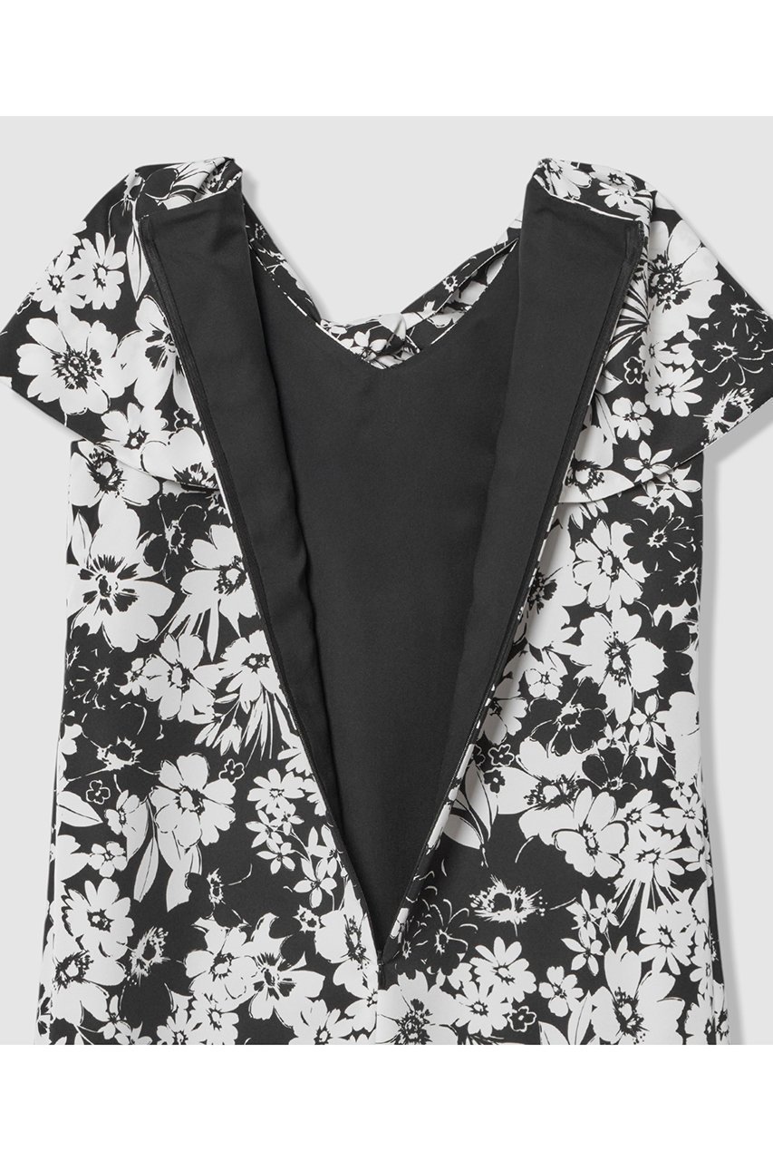 【アルアバイル/allureville】の【LOULOU WILLOUGHBY】モノトーンフラワープリントリボンワンピース 人気、トレンドファッション・服の通販 founy(ファニー) 　ファッション　Fashion　レディースファッション　Fashion for Women　ワンピース　Dresses　チュニック　Tunic Tops & Dresses　おすすめ　Recommended / Our Picks　カラフル　Colorful Design　チュニック　Tunic, Long Top　フェミニン　Feminine, Girly　フレア　Flare, Flared　プリント　Print, Printed Pattern　モノトーン　Monotone, Black and White　リボン　Ribbon, Bow　エレガント 上品　Elegant　夏　Summer　新作・新入荷　New Arrivals / New In　other-6|ID: prp329100004941660 ipo3291000000037088281