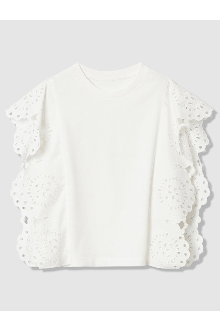 【アルアバイル/allureville】の【LOULOU WILLOUGHBY】スカラレーストリミングTシャツ インテリア・キッズ・メンズ・レディースファッション・服の通販 founy(ファニー) 　ファッション　Fashion　レディースファッション　Fashion for Women　トップス・カットソー　Cut & Sew Tops　シャツ・ブラウス・オフィスカジュアル　Elegant Blouses & Button-Ups　ロングTシャツ・Tシャツ　Longline T-Shirts & Tees　カットソー・ベーシックTシャツ　Cut-and-Sewn Tops / Stretch Tees & Basics　おすすめ　Recommended / Our Picks　なめらか　Smooth, Silky Texture　ショート　Short, Short Length　スカラップ　Scallop, Scalloped Edge　スリーブ　Sleeve, Long Sleeve / Short Sleeve　セットアップ　Set-Up, Coordinated Outfit　ノースリーブ　Sleeveless, No-Sleeve　ボックス　Boxy, Box Shape　リネン　Linen, Linen Fabric　夏　Summer　新作・新入荷　New Arrivals / New In　オフホワイト|ID: prp329100004941662 ipo3291000000037088294