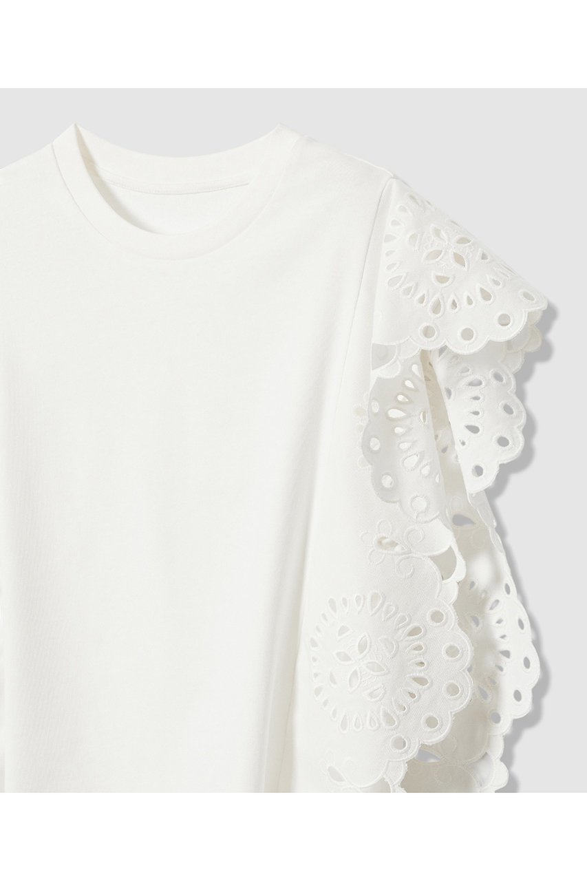 【アルアバイル/allureville】の【LOULOU WILLOUGHBY】スカラレーストリミングTシャツ 人気、トレンドファッション・服の通販 founy(ファニー) 　ファッション　Fashion　レディースファッション　Fashion for Women　トップス・カットソー　Cut & Sew Tops　シャツ・ブラウス・オフィスカジュアル　Elegant Blouses & Button-Ups　ロングTシャツ・Tシャツ　Longline T-Shirts & Tees　カットソー・ベーシックTシャツ　Cut-and-Sewn Tops / Stretch Tees & Basics　おすすめ　Recommended / Our Picks　なめらか　Smooth, Silky Texture　ショート　Short, Short Length　スカラップ　Scallop, Scalloped Edge　スリーブ　Sleeve, Long Sleeve / Short Sleeve　セットアップ　Set-Up, Coordinated Outfit　ノースリーブ　Sleeveless, No-Sleeve　ボックス　Boxy, Box Shape　リネン　Linen, Linen Fabric　夏　Summer　新作・新入荷　New Arrivals / New In　other-3|ID: prp329100004941662 ipo3291000000037088296