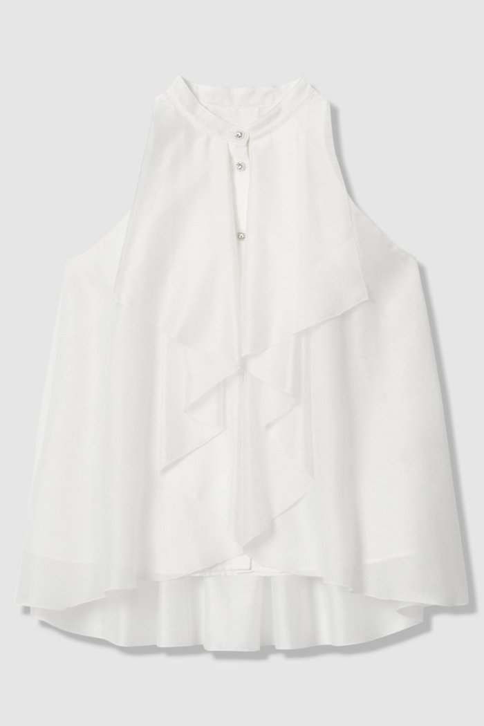 【アルアバイル/allureville】の【LOULOU WILLOUGHBY】ラッフルレイヤーアメスリブラウス インテリア・キッズ・メンズ・レディースファッション・服の通販 founy(ファニー) https://founy.com/ ファッション Fashion レディースファッション Fashion for Women トップス・カットソー Cut & Sew Tops キャミソール&ノースリーブ Camisoles & Sleeveless Tops シャツ・ブラウス・オフィスカジュアル Elegant Blouses & Button-Ups アメリカン American Style エアリー Airy Texture シアー Sheer, See-Through スリーブ Sleeve, Long Sleeve / Short Sleeve トレンド Trend, Trending Now ノースリーブ Sleeveless, No-Sleeve フロント Front, Front Design エレガント 上品 Elegant 新作・新入荷 New Arrivals / New In |ID: prp329100004941665 ipo3291000000037088322