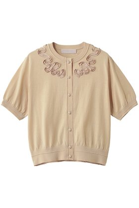 【マリリンムーン/MARILYN MOON】 コットンナイロンコードエンブロイダリーニットカーディガン人気、トレンドファッション・服の通販 founy(ファニー) ファッション Fashion レディースファッション Fashion for Women トップス・カットソー Cut & Sew Tops ニット Knit Tops & Sweaters カーディガン・羽織り Layered Style Cardigans エレガント 上品 Elegant カーディガン Cardigan, Knitwear コンパクト Compact, Small Size バルーン Balloon, Balloon Silhouette モダン Modern, Contemporary 夏 Summer 新作・新入荷 New Arrivals / New In |ID:prp329100004942418