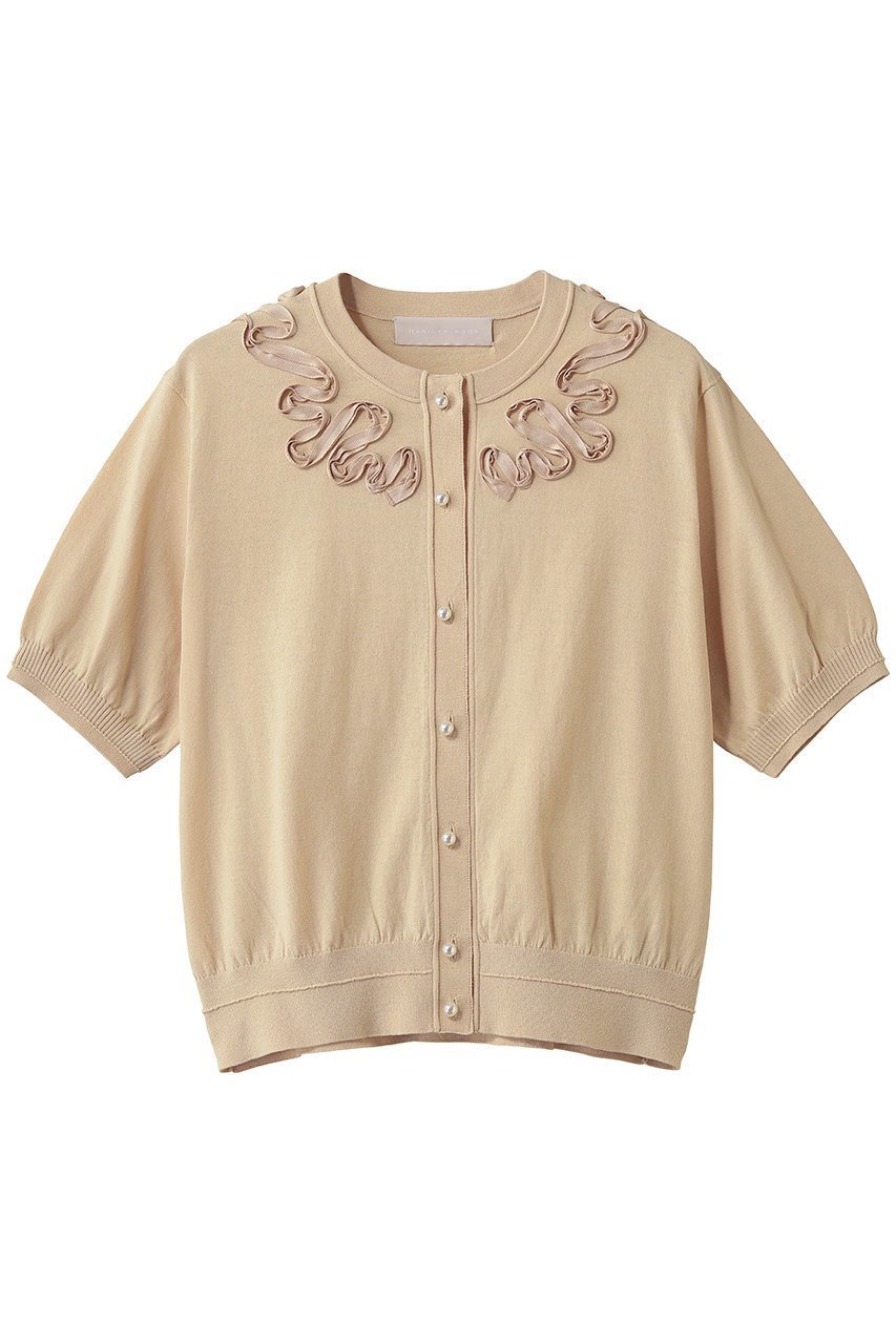 【マリリンムーン/MARILYN MOON】のコットンナイロンコードエンブロイダリーニットカーディガン インテリア・キッズ・メンズ・レディースファッション・服の通販 founy(ファニー) 　ファッション　Fashion　レディースファッション　Fashion for Women　トップス・カットソー　Cut & Sew Tops　ニット　Knit Tops & Sweaters　カーディガン・羽織り　Layered Style Cardigans　エレガント 上品　Elegant　カーディガン　Cardigan, Knitwear　コンパクト　Compact, Small Size　バルーン　Balloon, Balloon Silhouette　モダン　Modern, Contemporary　夏　Summer　新作・新入荷　New Arrivals / New In　クリーム|ID: prp329100004942418 ipo3291000000037094854