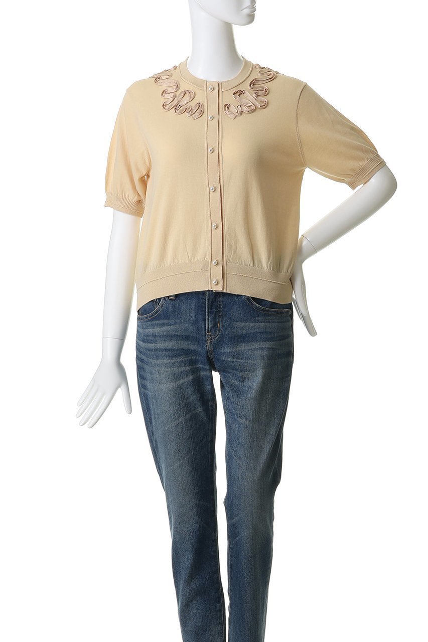 【マリリンムーン/MARILYN MOON】のコットンナイロンコードエンブロイダリーニットカーディガン 人気、トレンドファッション・服の通販 founy(ファニー) 　ファッション　Fashion　レディースファッション　Fashion for Women　トップス・カットソー　Cut & Sew Tops　ニット　Knit Tops & Sweaters　カーディガン・羽織り　Layered Style Cardigans　エレガント 上品　Elegant　カーディガン　Cardigan, Knitwear　コンパクト　Compact, Small Size　バルーン　Balloon, Balloon Silhouette　モダン　Modern, Contemporary　夏　Summer　新作・新入荷　New Arrivals / New In　other-2|ID: prp329100004942418 ipo3291000000037094856