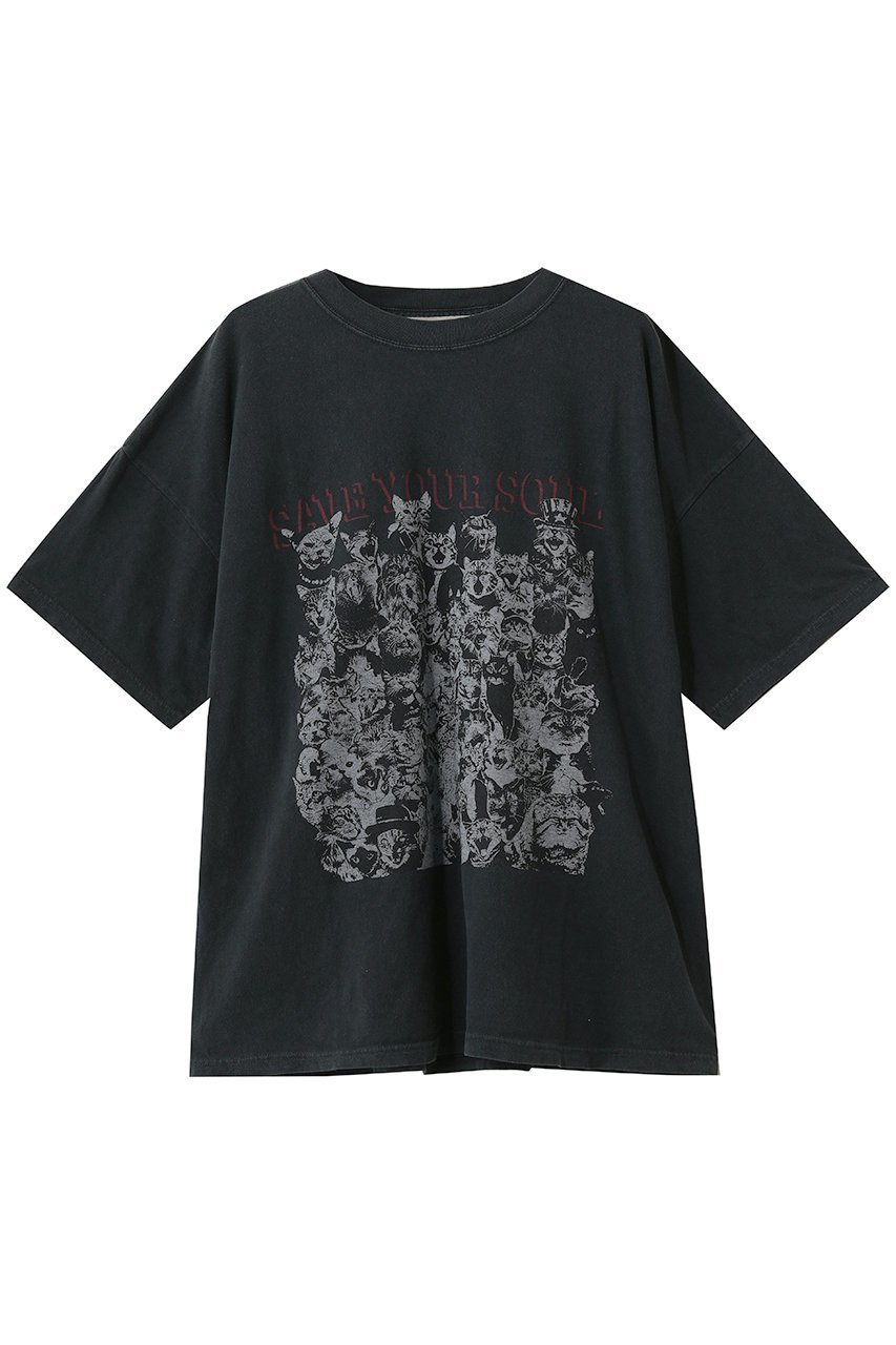 【エリオポール/heliopole】の【REMI RELIEF】HARD SP加工20/-天竺BIG Tシャツ インテリア・キッズ・メンズ・レディースファッション・服の通販 founy(ファニー) 　ファッション　Fashion　レディースファッション　Fashion for Women　トップス・カットソー　Cut & Sew Tops　シャツ・ブラウス・オフィスカジュアル　Elegant Blouses & Button-Ups　ロングTシャツ・Tシャツ　Longline T-Shirts & Tees　カットソー・ベーシックTシャツ　Cut-and-Sewn Tops / Stretch Tees & Basics　ショート　Short, Short Length　スリーブ　Sleeve, Long Sleeve / Short Sleeve　ハーフ　Half, Half-Length　フロント　Front, Front Design　プリント　Print, Printed Pattern　モチーフ　Motif, Design Theme　新作・新入荷　New Arrivals / New In　猫　Cat, Kitty　ブラック|ID: prp329100004942443 ipo3291000000037094997
