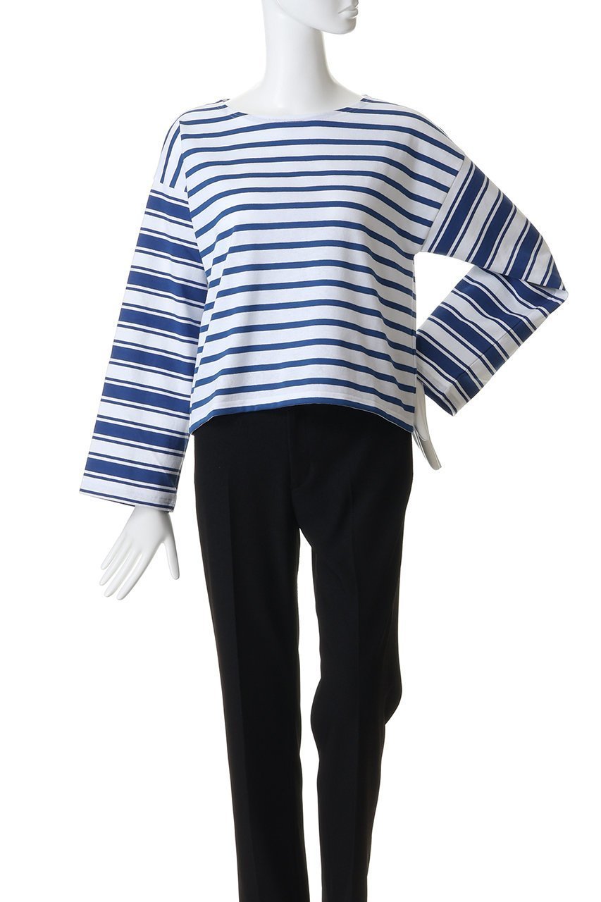 【エリオポール/heliopole】の【Le Minor】CHOUCHOU ボーダーショートカットソー 人気、トレンドファッション・服の通販 founy(ファニー) 　ファッション　Fashion　レディースファッション　Fashion for Women　トップス・カットソー　Cut & Sew Tops　シャツ・ブラウス・オフィスカジュアル　Elegant Blouses & Button-Ups　ロングTシャツ・Tシャツ　Longline T-Shirts & Tees　カットソー・ベーシックTシャツ　Cut-and-Sewn Tops / Stretch Tees & Basics　カットソー　Cut and Sewn Top　コンパクト　Compact, Small Size　スラックス　Slacks, Dress Pants　スリーブ　Sleeve, Long Sleeve / Short Sleeve　デニム　Denim, Jeans Material　ボーダー　Border, Stripe　ロング　Long, Long-Length　夏　Summer　定番　Standard, Basic Item　新作・新入荷　New Arrivals / New In　春　Spring　S/S・春夏　SS, Spring/Summer, Warm Season　other-2|ID: prp329100004942444 ipo3291000000037095004