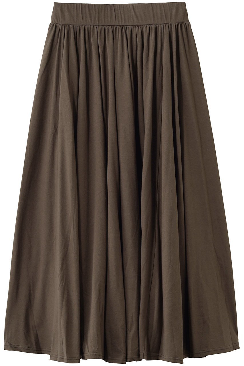 【エリオポール/heliopole】のコットンジャージースカート インテリア・キッズ・メンズ・レディースファッション・服の通販 founy(ファニー) 　ファッション　Fashion　レディースファッション　Fashion for Women　スカート　Skirts　ロングスカート　Long Skirts / Maxi & Midi Skirts　ギャザー　Gathered, Ruffled　フレア　Flare, Flared　ロング　Long, Long-Length　新作・新入荷　New Arrivals / New In　ダークブラウン|ID: prp329100004942447 ipo3291000000037095030