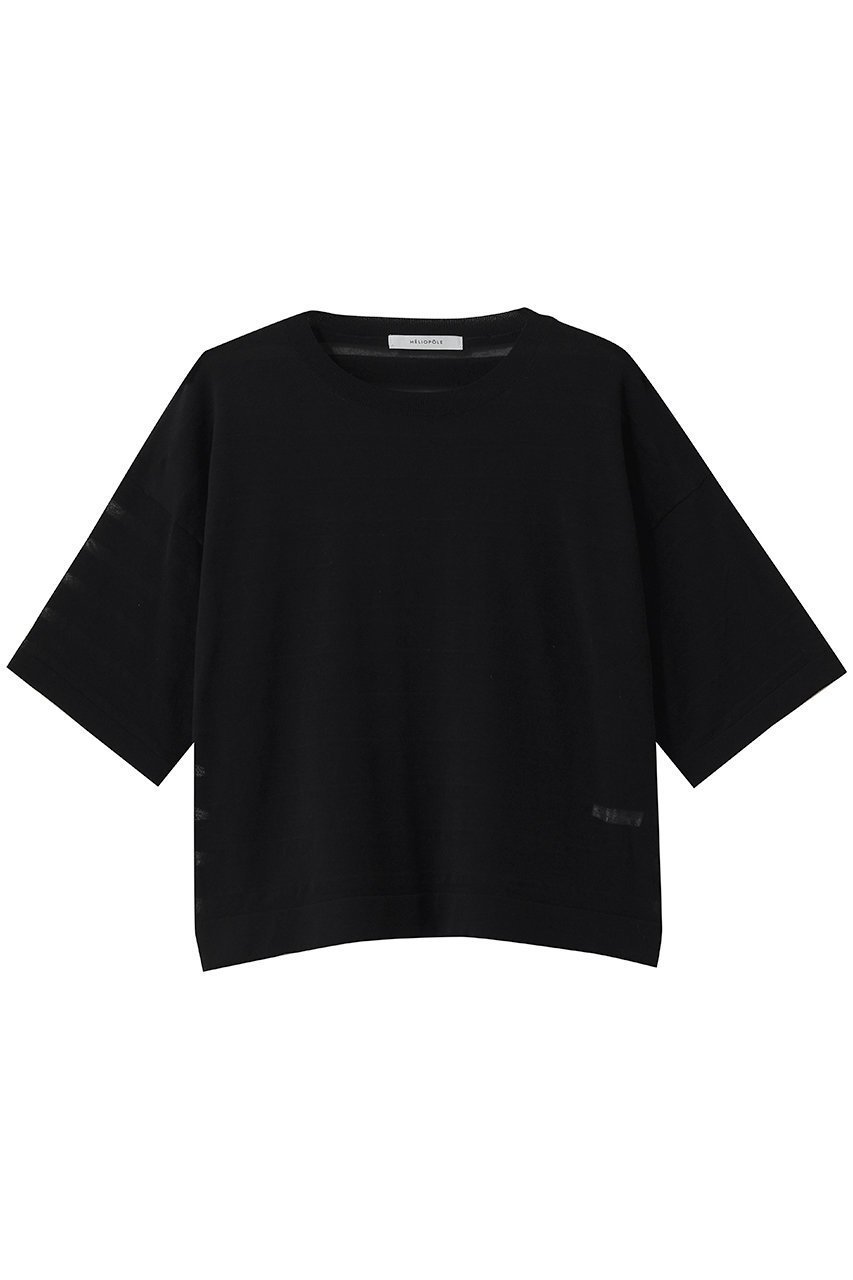 【エリオポール/heliopole】のシアーボーダーニットクルーネック インテリア・キッズ・メンズ・レディースファッション・服の通販 founy(ファニー) 　ファッション　Fashion　レディースファッション　Fashion for Women　トップス・カットソー　Cut & Sew Tops　ニット　Knit Tops & Sweaters　カジュアルプルオーバー・ニットトップス　Pullovers & Knit Tops / Casual Pullovers　おすすめ　Recommended / Our Picks　カーディガン　Cardigan, Knitwear　シアー　Sheer, See-Through　セットアップ　Set-Up, Coordinated Outfit　ボーダー　Border, Stripe　夏　Summer　新作・新入荷　New Arrivals / New In　ブラック|ID: prp329100004942448 ipo3291000000037095041