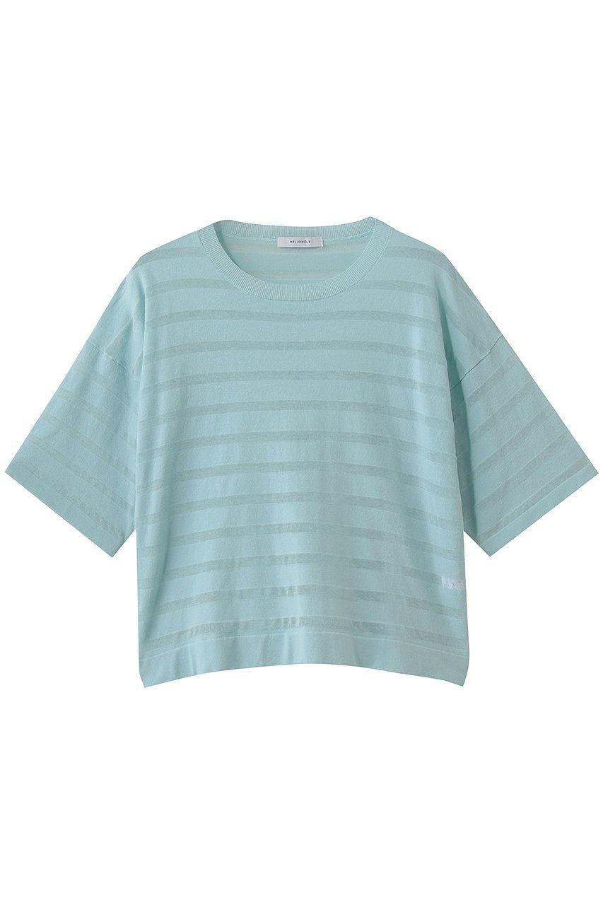 【エリオポール/heliopole】のシアーボーダーニットクルーネック インテリア・キッズ・メンズ・レディースファッション・服の通販 founy(ファニー) 　ファッション　Fashion　レディースファッション　Fashion for Women　トップス・カットソー　Cut & Sew Tops　ニット　Knit Tops & Sweaters　カジュアルプルオーバー・ニットトップス　Pullovers & Knit Tops / Casual Pullovers　おすすめ　Recommended / Our Picks　カーディガン　Cardigan, Knitwear　シアー　Sheer, See-Through　セットアップ　Set-Up, Coordinated Outfit　ボーダー　Border, Stripe　夏　Summer　新作・新入荷　New Arrivals / New In　スカイブルー|ID: prp329100004942448 ipo3291000000037095042