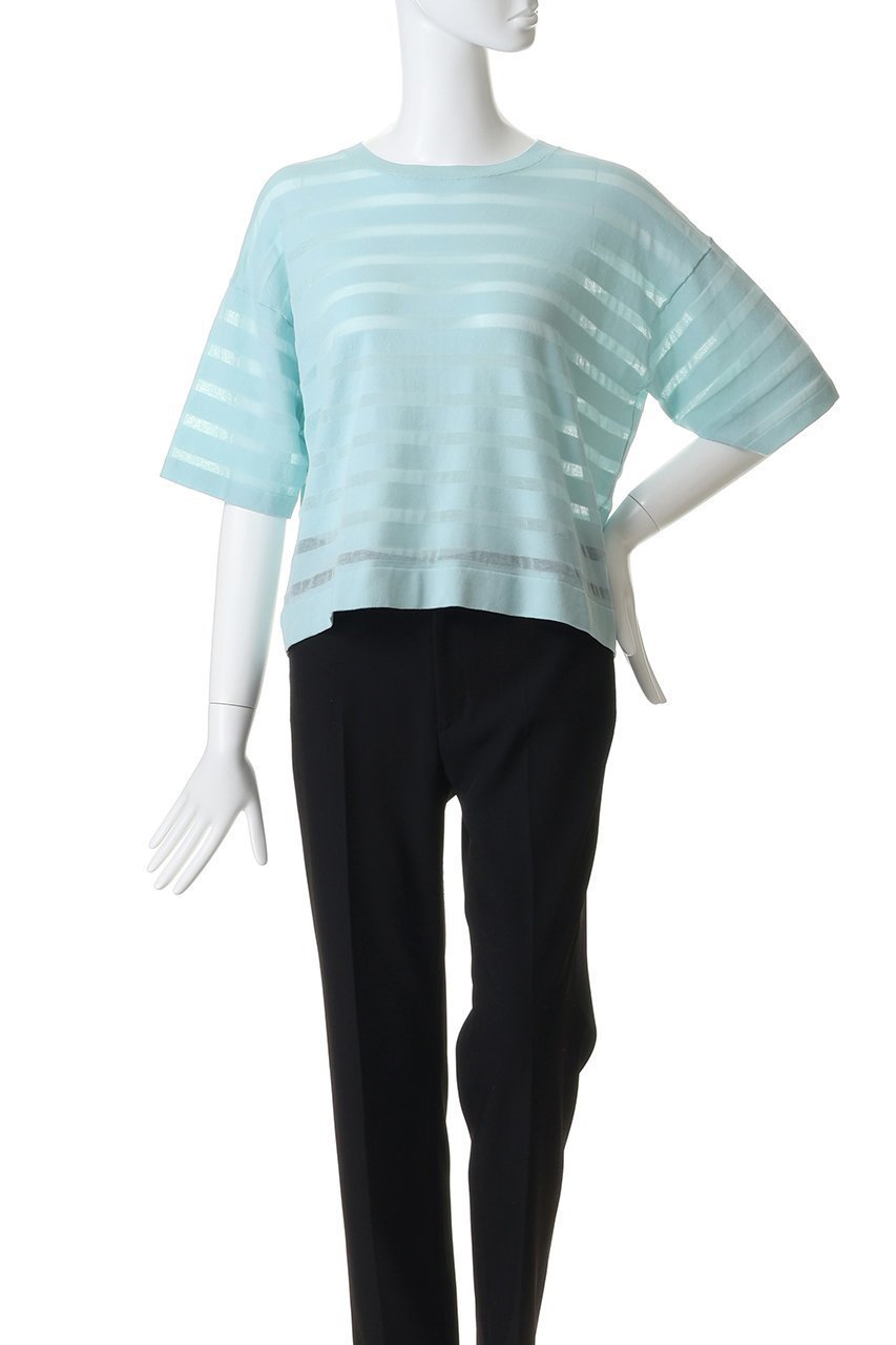 【エリオポール/heliopole】のシアーボーダーニットクルーネック 人気、トレンドファッション・服の通販 founy(ファニー) 　ファッション　Fashion　レディースファッション　Fashion for Women　トップス・カットソー　Cut & Sew Tops　ニット　Knit Tops & Sweaters　カジュアルプルオーバー・ニットトップス　Pullovers & Knit Tops / Casual Pullovers　おすすめ　Recommended / Our Picks　カーディガン　Cardigan, Knitwear　シアー　Sheer, See-Through　セットアップ　Set-Up, Coordinated Outfit　ボーダー　Border, Stripe　夏　Summer　新作・新入荷　New Arrivals / New In　other-2|ID: prp329100004942448 ipo3291000000037095043