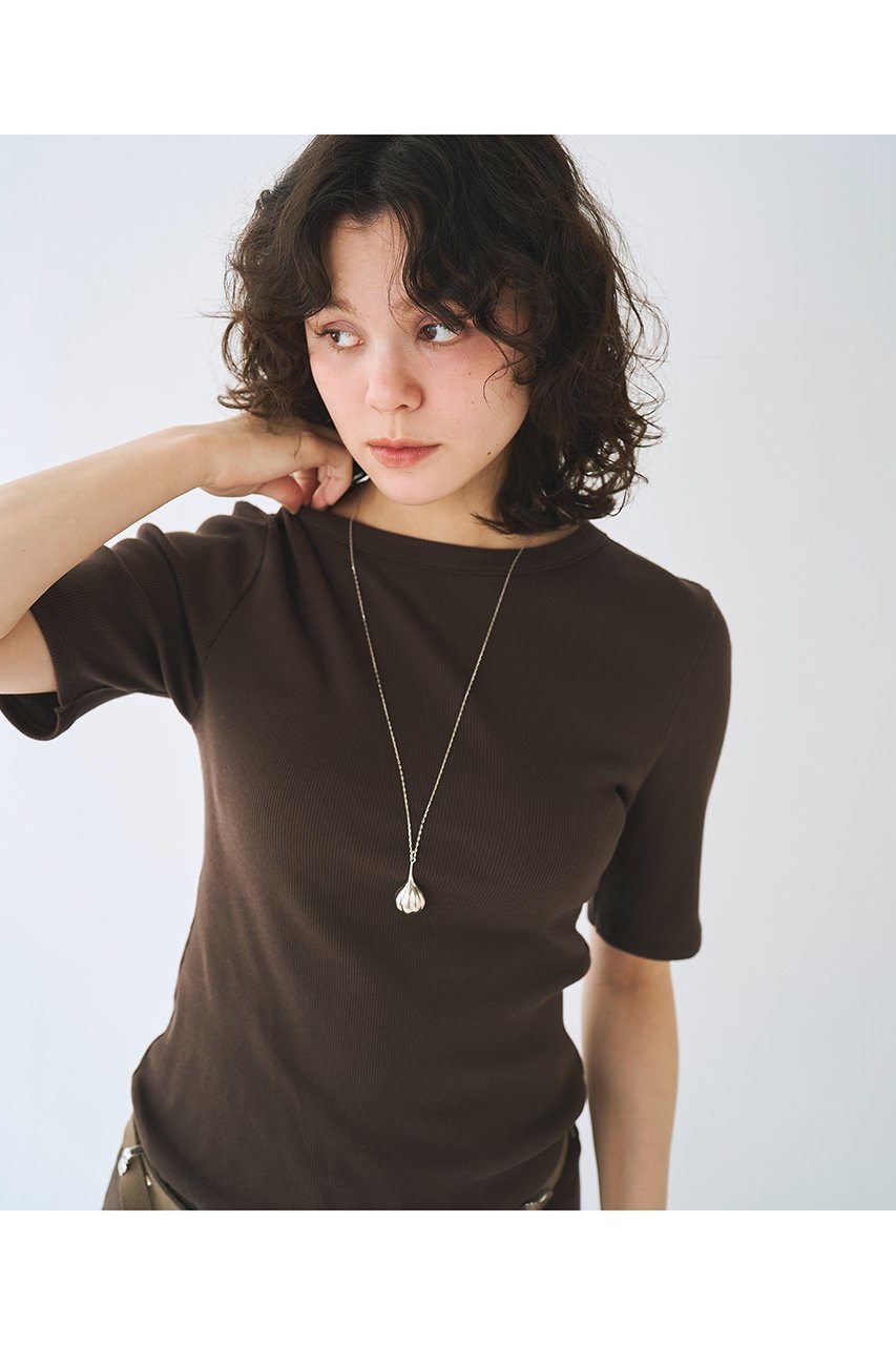【ウィムガゼット/Whim Gazette】の半袖クルーネックテレコカットソー インテリア・キッズ・メンズ・レディースファッション・服の通販 founy(ファニー) 　ファッション　Fashion　レディースファッション　Fashion for Women　トップス・カットソー　Cut & Sew Tops　シャツ・ブラウス・オフィスカジュアル　Elegant Blouses & Button-Ups　ロングTシャツ・Tシャツ　Longline T-Shirts & Tees　カットソー・ベーシックTシャツ　Cut-and-Sewn Tops / Stretch Tees & Basics　インナー　Innerwear　カットソー　Cut and Sewn Top　ショート　Short, Short Length　シンプル　Simple, Minimal　ジャケット　Jacket, Outerwear　スマート　Smart, Elegant　スリーブ　Sleeve, Long Sleeve / Short Sleeve　テレコ　Ribbed, Rib Stitch　フィット　Fit, Slim Fit　フェミニン　Feminine, Girly　ブライト　Bright, Shiny　プレミアム　Premium, High-End　ベーシック　Basic, Essential　ボトム　Bottoms, Lower Wear　半袖　Short Sleeve, Half Sleeve　エレガント 上品　Elegant　新作・新入荷　New Arrivals / New In　ブラウン|ID: prp329100004942451 ipo3291000000037095066
