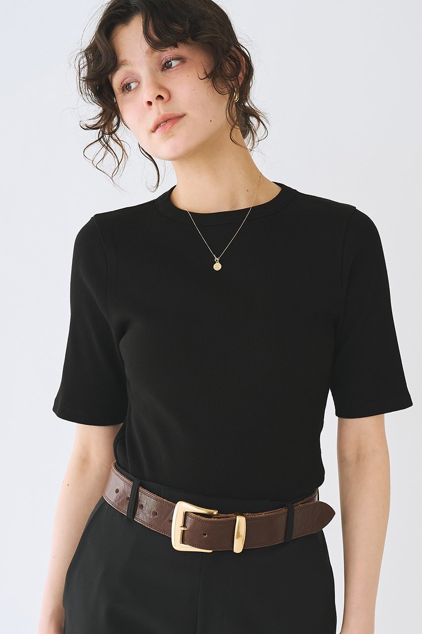 【ウィムガゼット/Whim Gazette】の半袖クルーネックテレコカットソー 人気、トレンドファッション・服の通販 founy(ファニー) 　ファッション　Fashion　レディースファッション　Fashion for Women　トップス・カットソー　Cut & Sew Tops　シャツ・ブラウス・オフィスカジュアル　Elegant Blouses & Button-Ups　ロングTシャツ・Tシャツ　Longline T-Shirts & Tees　カットソー・ベーシックTシャツ　Cut-and-Sewn Tops / Stretch Tees & Basics　インナー　Innerwear　カットソー　Cut and Sewn Top　ショート　Short, Short Length　シンプル　Simple, Minimal　ジャケット　Jacket, Outerwear　スマート　Smart, Elegant　スリーブ　Sleeve, Long Sleeve / Short Sleeve　テレコ　Ribbed, Rib Stitch　フィット　Fit, Slim Fit　フェミニン　Feminine, Girly　ブライト　Bright, Shiny　プレミアム　Premium, High-End　ベーシック　Basic, Essential　ボトム　Bottoms, Lower Wear　半袖　Short Sleeve, Half Sleeve　エレガント 上品　Elegant　新作・新入荷　New Arrivals / New In　other-6|ID: prp329100004942451 ipo3291000000037095073