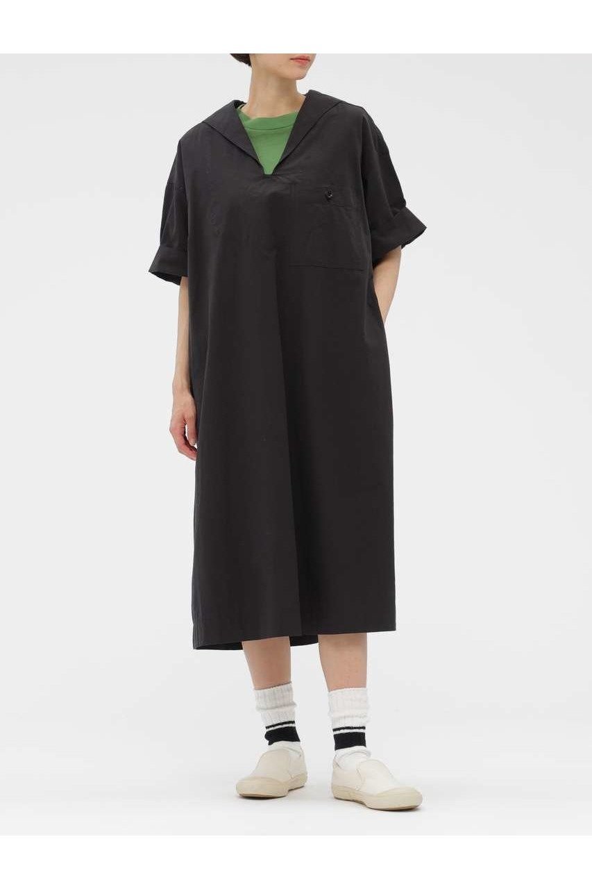【マーガレットハウエル/MARGARET HOWELL】のSANDED COTTON LINEN DRESS インテリア・キッズ・メンズ・レディースファッション・服の通販 founy(ファニー) 　ファッション　Fashion　レディースファッション　Fashion for Women　ワンピース　Dresses　フォーマル・パーティードレス・結婚式用ドレス　Elegant & Casual Dresses　チュニック　Tunic Tops & Dresses　スリーブ　Sleeve, Long Sleeve / Short Sleeve　チュニック　Tunic, Long Top　ドレス　Dress, One-Piece　ハーフ　Half, Half-Length　ポケット　Pocket, Pocket Detail　リネン　Linen, Linen Fabric　ワイド　Wide, Wide Fit　夏　Summer　新作・新入荷　New Arrivals / New In　ブラック|ID: prp329100004942457 ipo3291000000037095111