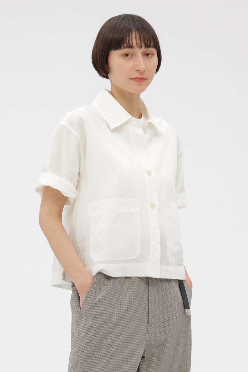 【マーガレットハウエル/MARGARET HOWELL】のHIGH COUNT DRY COTTON LINEN SHIRT インテリア・キッズ・メンズ・レディースファッション・服の通販 founy(ファニー) 　ファッション　Fashion　レディースファッション　Fashion for Women　トップス・カットソー　Cut & Sew Tops　シャツ・ブラウス・オフィスカジュアル　Elegant Blouses & Button-Ups　コンパクト　Compact, Small Size　ショート　Short, Short Length　スリーブ　Sleeve, Long Sleeve / Short Sleeve　ポケット　Pocket, Pocket Detail　リネン　Linen, Linen Fabric　ワイド　Wide, Wide Fit　新作・新入荷　New Arrivals / New In　ホワイト|ID: prp329100004942459 ipo3291000000037095123