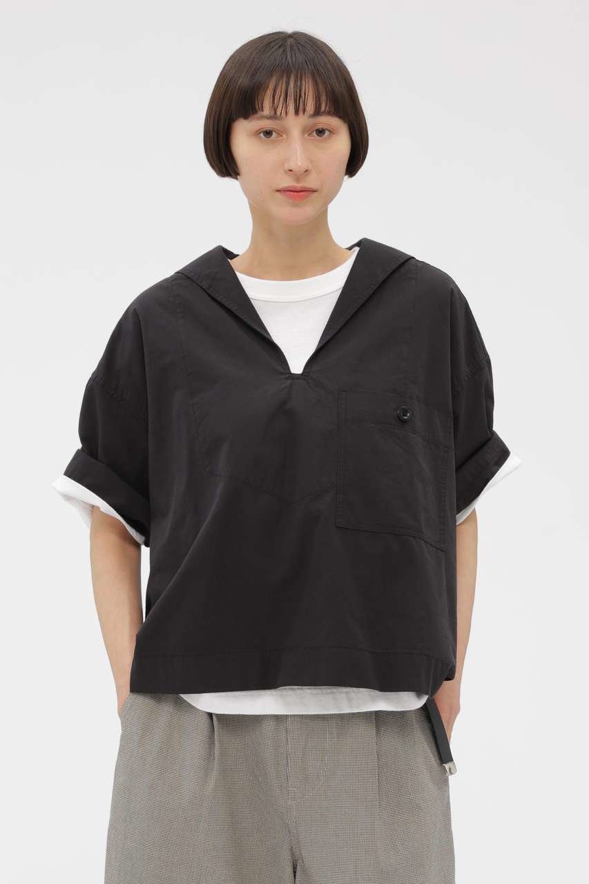 【マーガレットハウエル/MARGARET HOWELL】のSANDED COTTON LINEN SHIRT インテリア・キッズ・メンズ・レディースファッション・服の通販 founy(ファニー) 　ファッション　Fashion　レディースファッション　Fashion for Women　トップス・カットソー　Cut & Sew Tops　シャツ・ブラウス・オフィスカジュアル　Elegant Blouses & Button-Ups　コンパクト　Compact, Small Size　ショート　Short, Short Length　スリーブ　Sleeve, Long Sleeve / Short Sleeve　ハーフ　Half, Half-Length　ポケット　Pocket, Pocket Detail　リネン　Linen, Linen Fabric　ワイド　Wide, Wide Fit　夏　Summer　新作・新入荷　New Arrivals / New In　ブラック|ID: prp329100004942460 ipo3291000000037095133