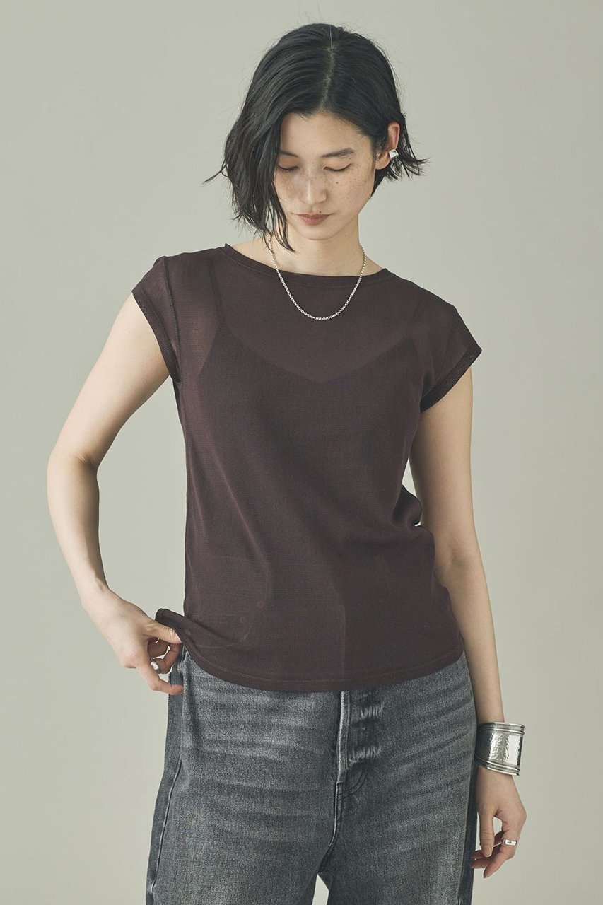 【カレンソロジー/Curensology】のコットンチュールショートスリーブプルオーバー 人気、トレンドファッション・服の通販 founy(ファニー) 　ファッション　Fashion　レディースファッション　Fashion for Women　トップス・カットソー　Cut & Sew Tops　シャツ・ブラウス・オフィスカジュアル　Elegant Blouses & Button-Ups　ロングTシャツ・Tシャツ　Longline T-Shirts & Tees　カジュアルプルオーバー・ニットトップス　Pullovers & Knit Tops / Casual Pullovers　カットソー・ベーシックTシャツ　Cut-and-Sewn Tops / Stretch Tees & Basics　おすすめ　Recommended / Our Picks　インナー　Innerwear　ショート　Short, Short Length　ストレッチ　Stretch, Stretchy Fabric　スリーブ　Sleeve, Long Sleeve / Short Sleeve　ビスチェ　Bustier, Corset Top　半袖　Short Sleeve, Half Sleeve　新作・新入荷　New Arrivals / New In　other-2|ID: prp329100004942493 ipo3291000000037095384