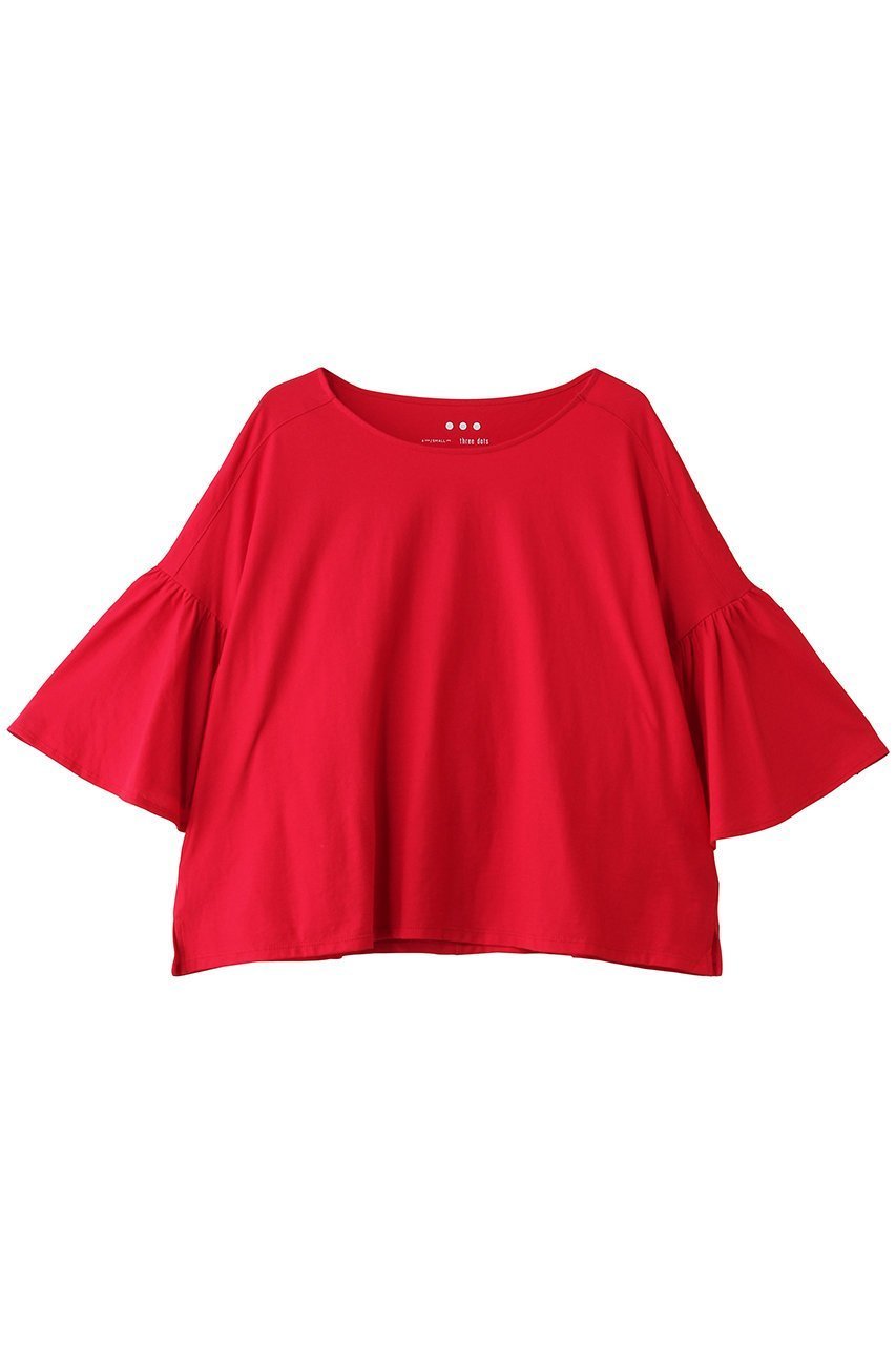 【スリー ドッツ/three dots】のドライコットン ドレスTシャツ インテリア・キッズ・メンズ・レディースファッション・服の通販 founy(ファニー) 　ファッション　Fashion　レディースファッション　Fashion for Women　トップス・カットソー　Cut & Sew Tops　シャツ・ブラウス・オフィスカジュアル　Elegant Blouses & Button-Ups　ロングTシャツ・Tシャツ　Longline T-Shirts & Tees　カットソー・ベーシックTシャツ　Cut-and-Sewn Tops / Stretch Tees & Basics　ワンピース　Dresses　フォーマル・パーティードレス・結婚式用ドレス　Elegant & Casual Dresses　ショート　Short, Short Length　スリーブ　Sleeve, Long Sleeve / Short Sleeve　ドレス　Dress, One-Piece　ファブリック　Fabric, Textile　新作・新入荷　New Arrivals / New In　旅行　Travel　レッド|ID: prp329100004942511 ipo3291000000037095539