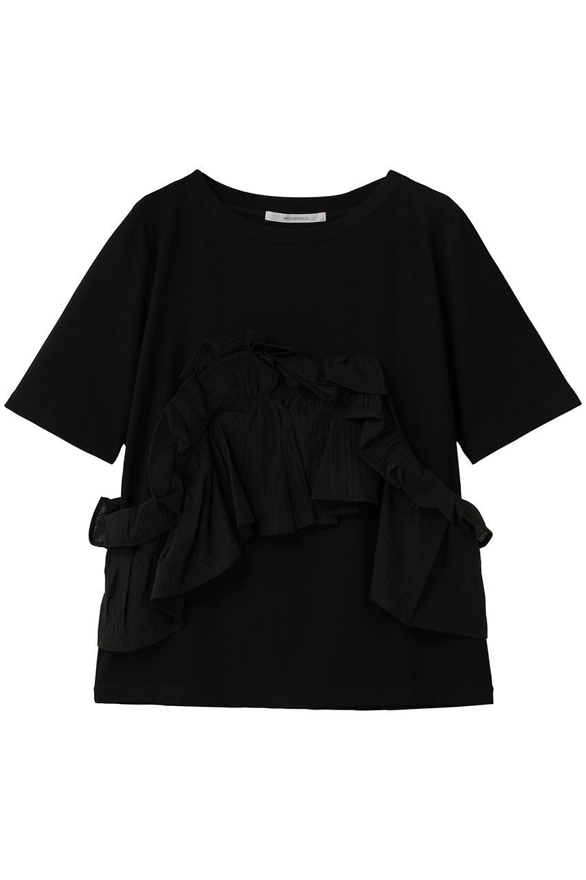 【ミディウミソリッド/MIDIUMISOLID】のShift Frill Tee Tシャツ インテリア・キッズ・メンズ・レディースファッション・服の通販 founy(ファニー) 　ファッション　Fashion　レディースファッション　Fashion for Women　トップス・カットソー　Cut & Sew Tops　シャツ・ブラウス・オフィスカジュアル　Elegant Blouses & Button-Ups　ロングTシャツ・Tシャツ　Longline T-Shirts & Tees　カットソー・ベーシックTシャツ　Cut-and-Sewn Tops / Stretch Tees & Basics　おすすめ　Recommended / Our Picks　イレギュラー　Irregular Design　コンパクト　Compact, Small Size　ショート　Short, Short Length　ジャケット　Jacket, Outerwear　スリーブ　Sleeve, Long Sleeve / Short Sleeve　フリル　Frill, Ruffle　新作・新入荷　New Arrivals / New In　black|ID: prp329100004942512 ipo3291000000037095546